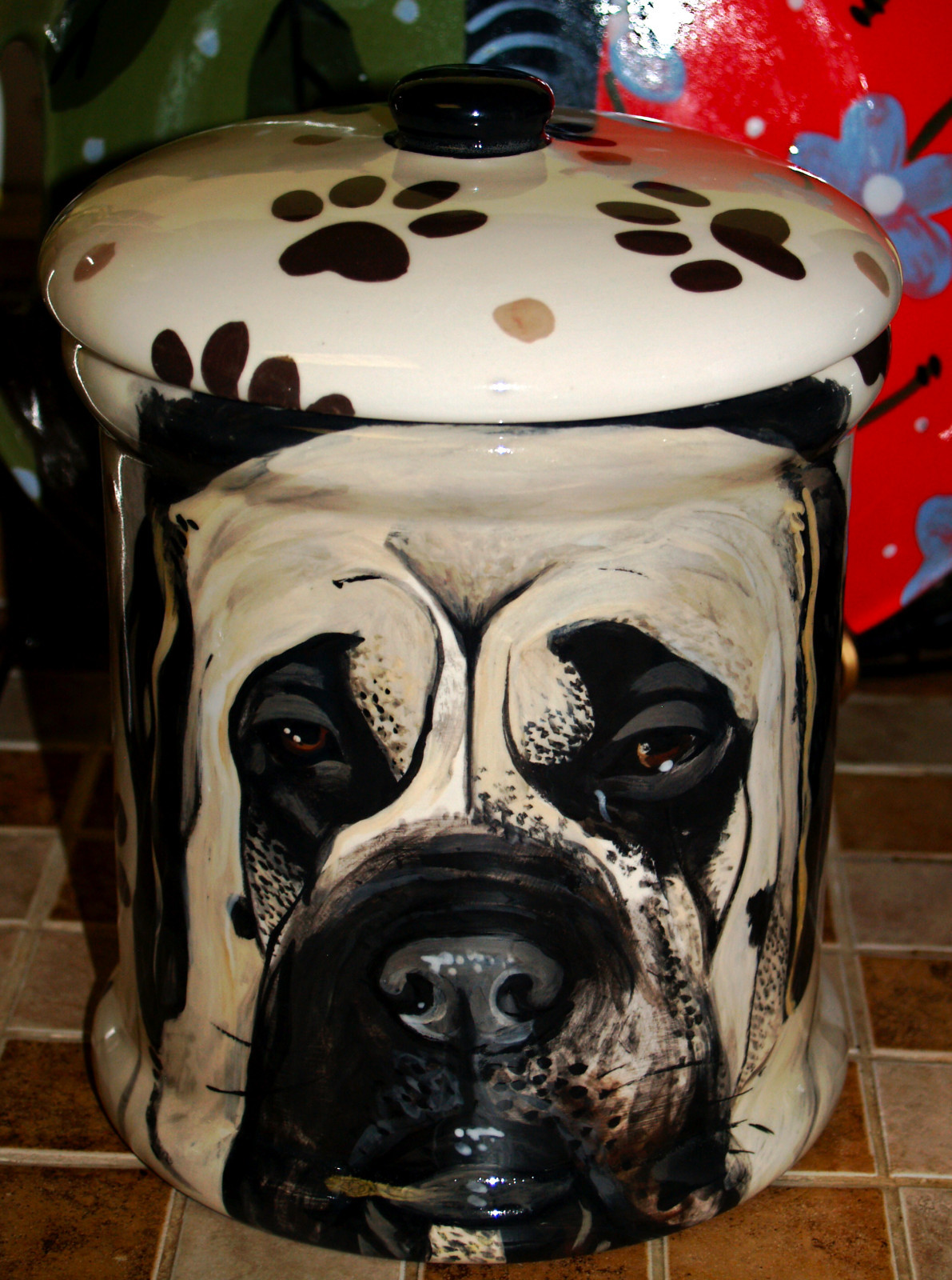 Custom memorial Pet DOG mastiff bull cremation urn all breed types portrait jar