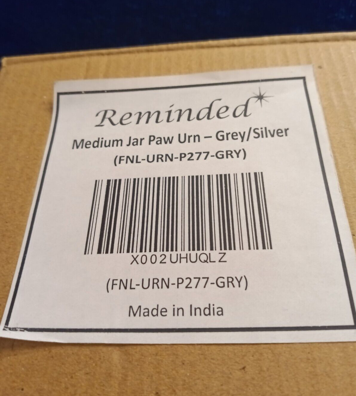 1) Pet Memorial Cremation Urn Paw Print – Gray/Silver – Dog Cat Ashes – Reminded