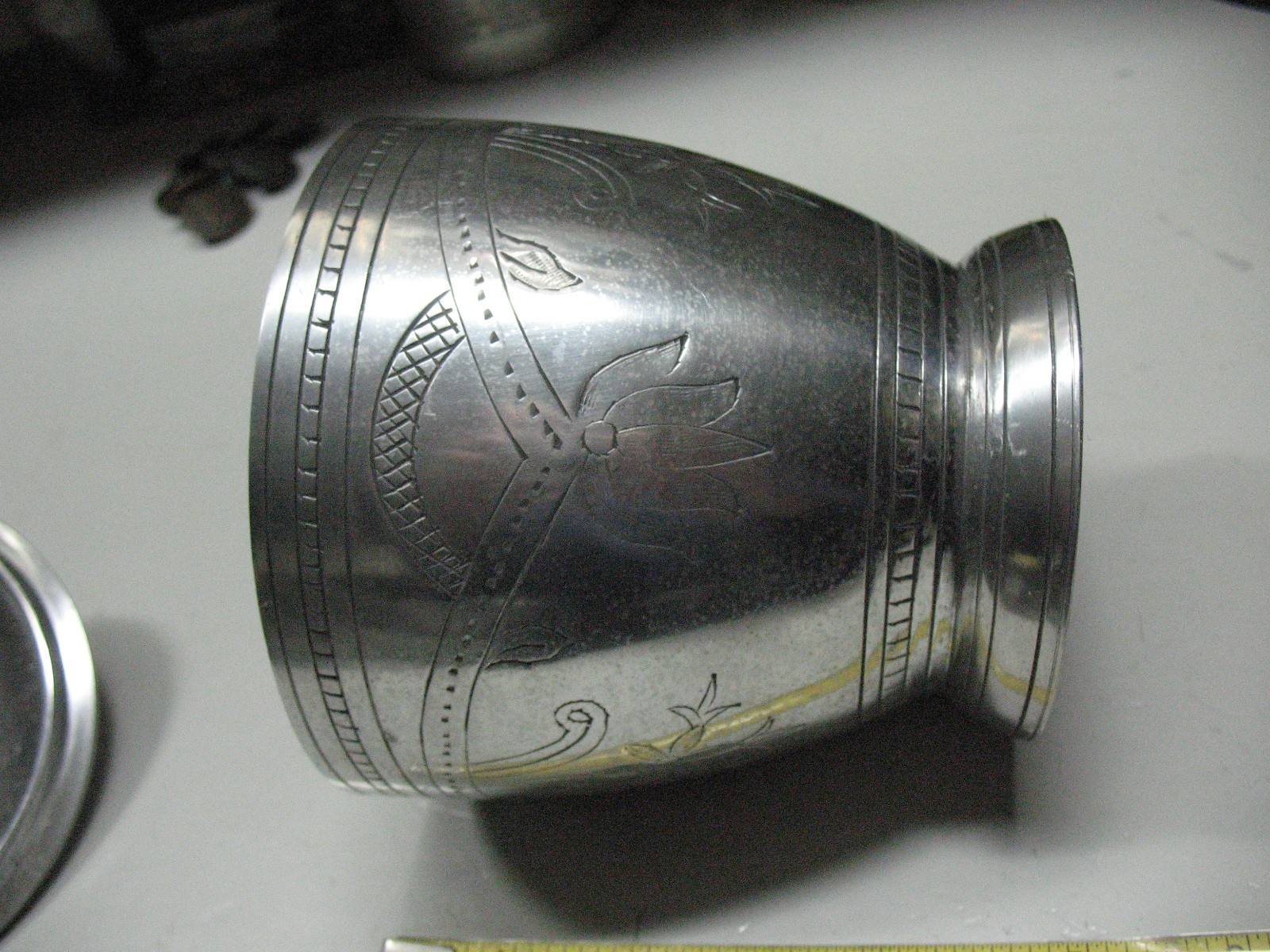 VINTAGE HAND CHASED URN SPUN ALUMINUM 6” TALL HAND MADE