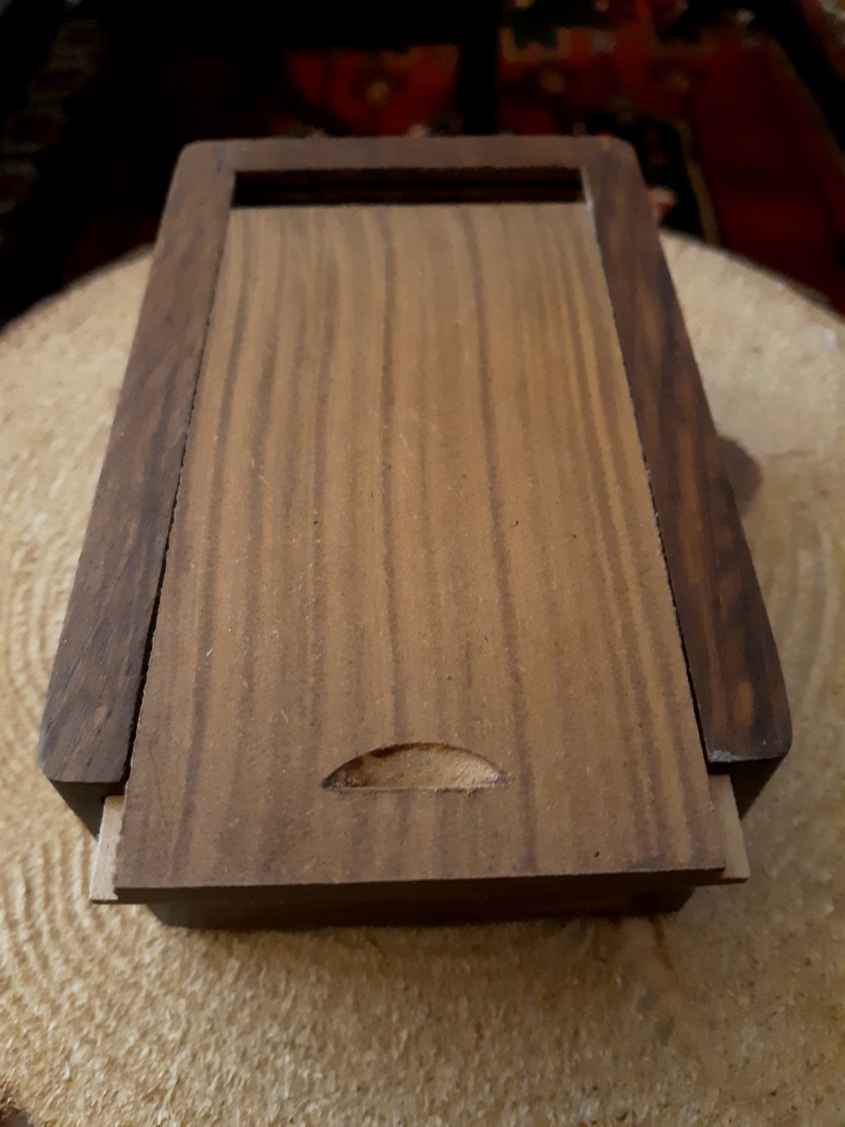 Pet Ash Holder Hand Carved Tree Of Life Wooden Box W Base Slide Opening