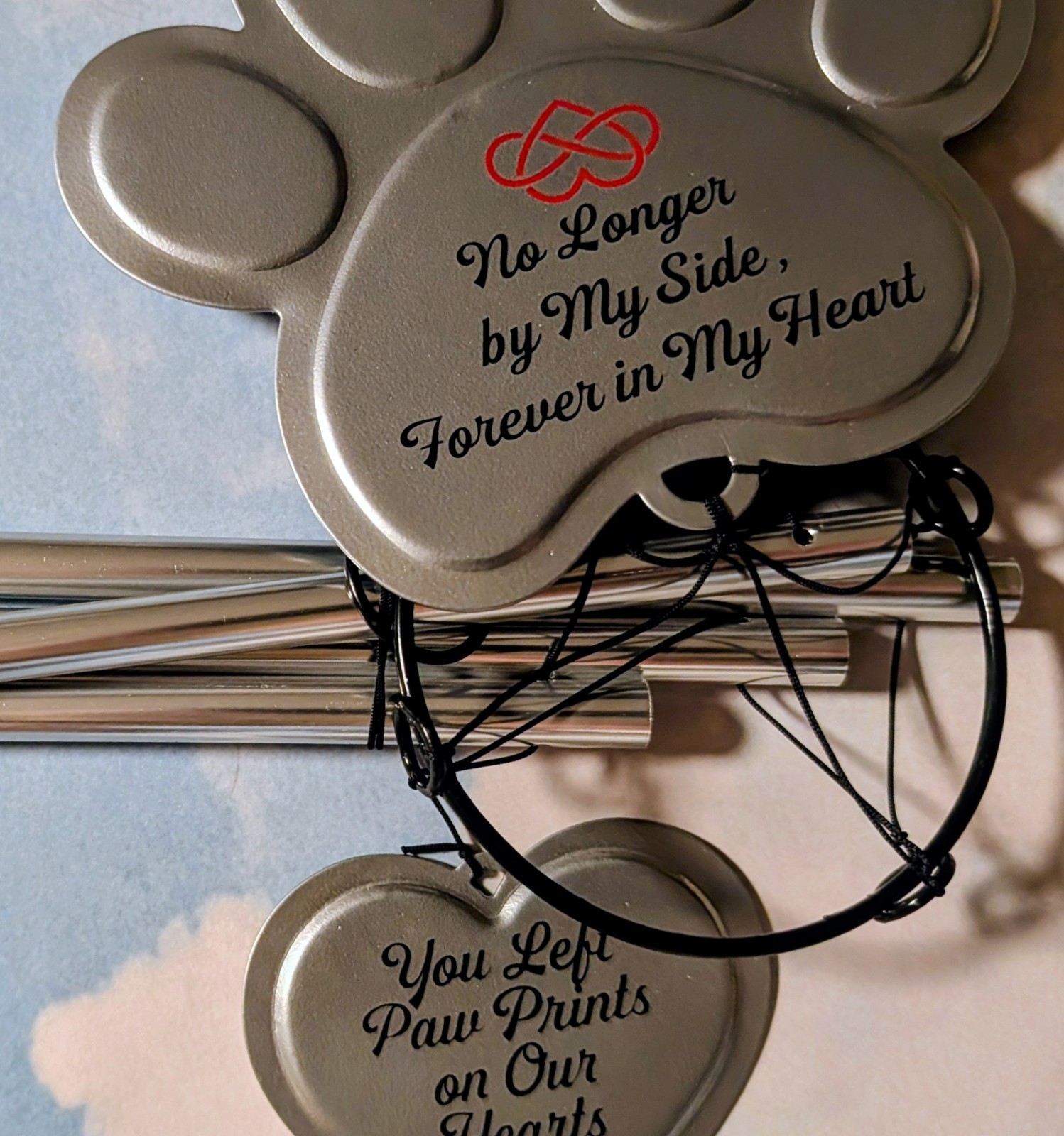 Pet Memorial Wind Chime Metal Pawprint Remembrance Gift