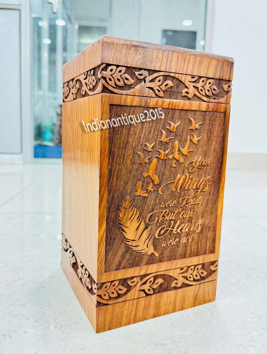 Handcrafted Wooden Urn Box Urns for Human Ashes – Adult Large Cremation
