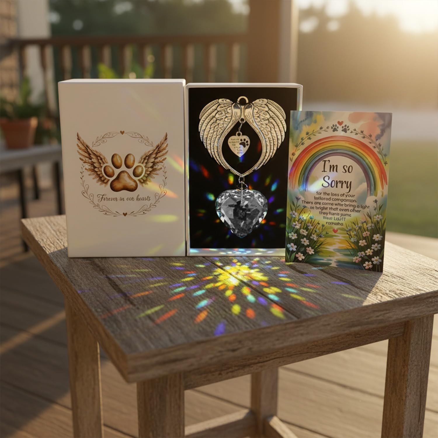 Memorial Sympathy Gift Box for Dog Loss – Pet Memorial Clear Crystal Heart Gr…