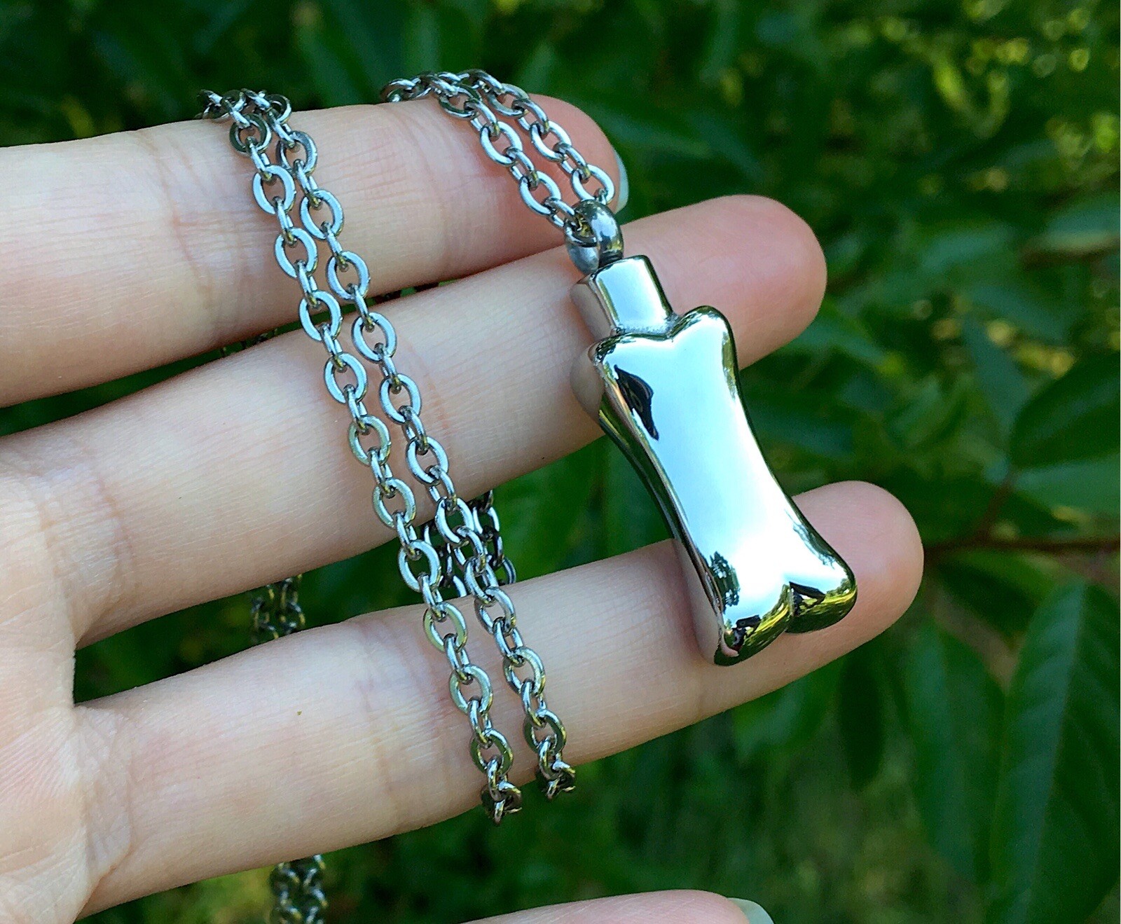 Dog Bone Cremation Necklace Mens Unisex Urn Jewelry Pendant for Ashes Cremains