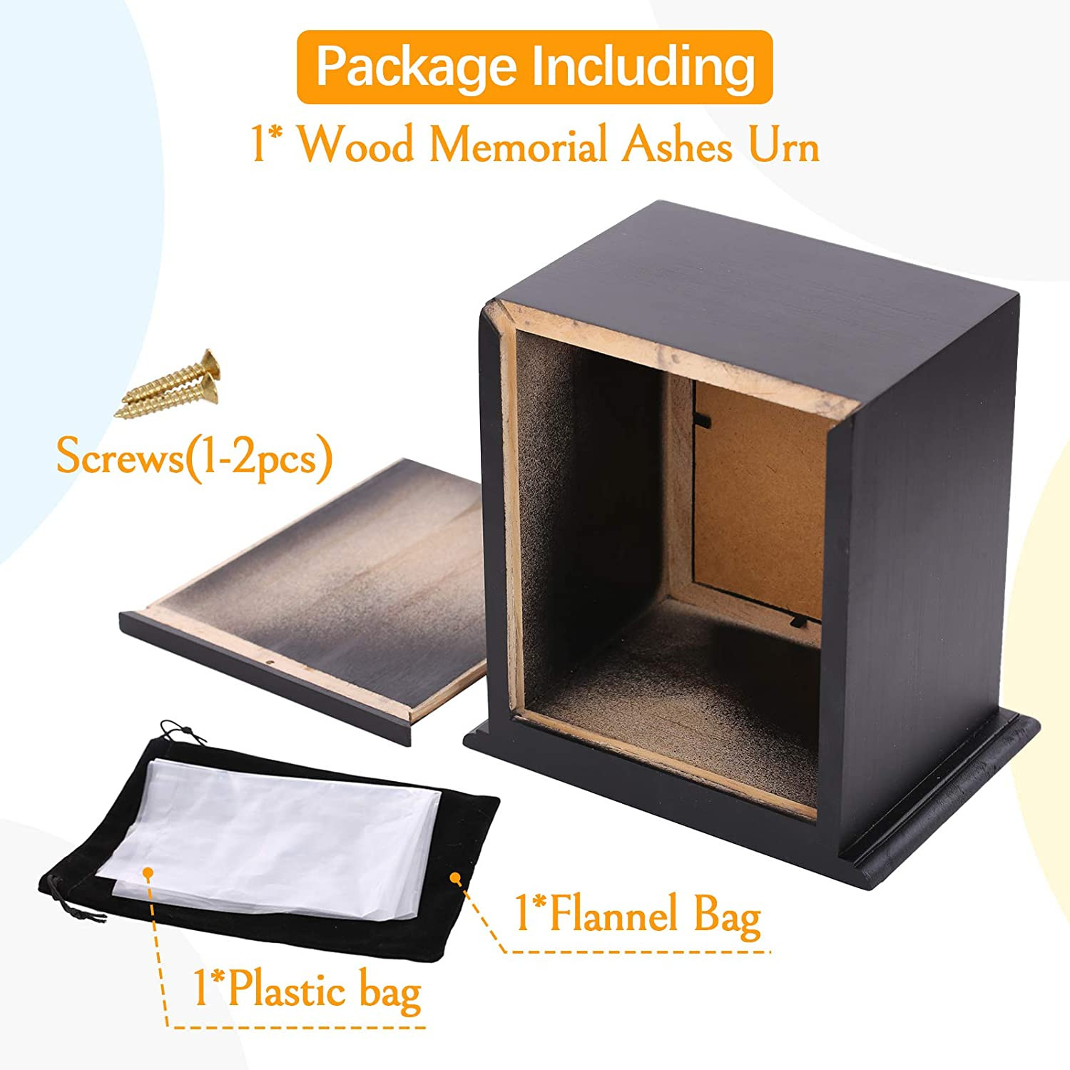 Pet Wood Memorial Urn for Ashes,Photo Frame Keepsake Box for Cats Dogs,Funerary