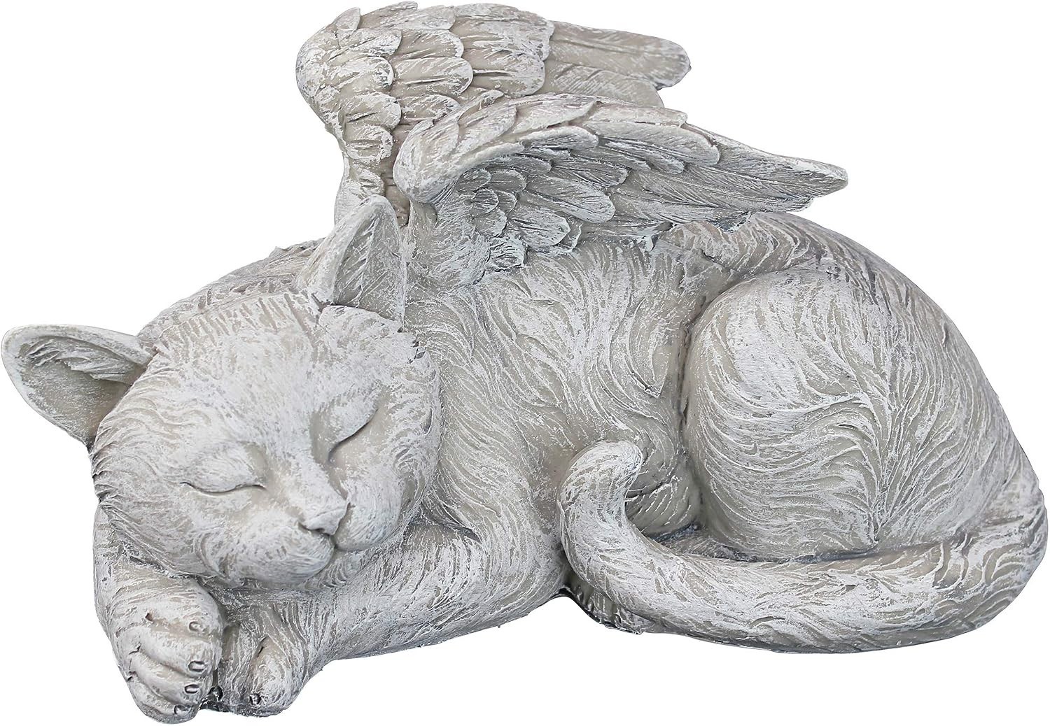 Cat Angel Memorial Statue, 10 Inch Grave Marker for Pet Tribute and Remembrance