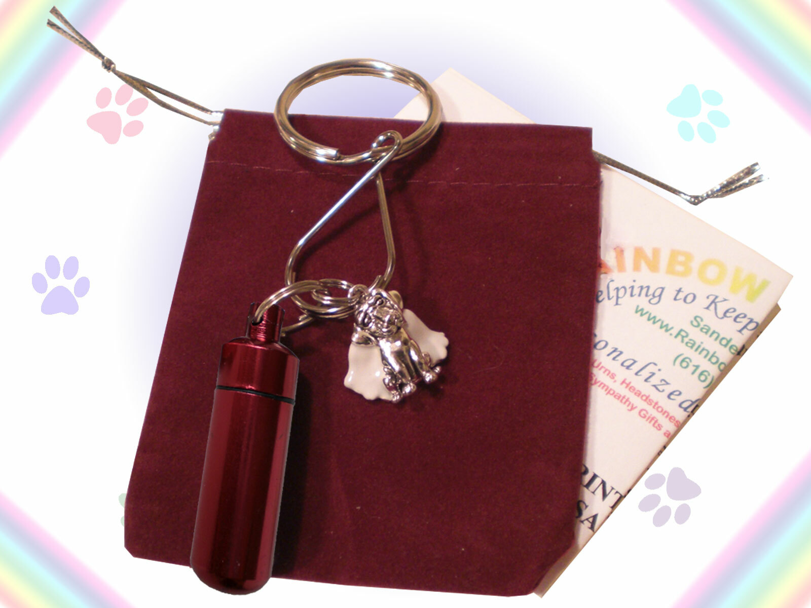 Pet Keepsake Urn Key Ring Dog Angel Memorial Choice of Colors and Engraving