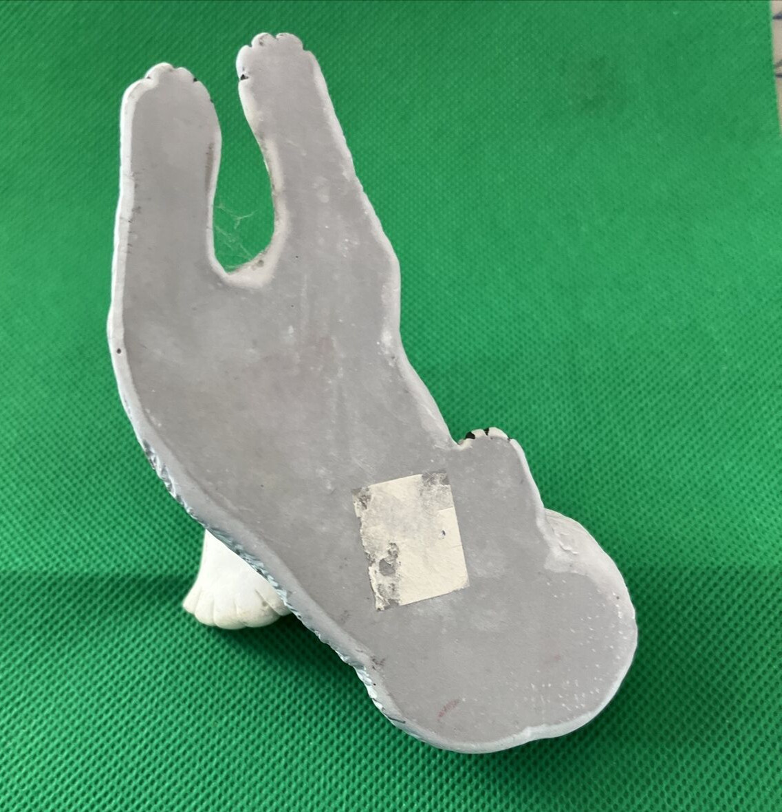 Ceramic Memorial Dog With Angel Wings & Eyes Closed Pet Remembrance Figure Gray