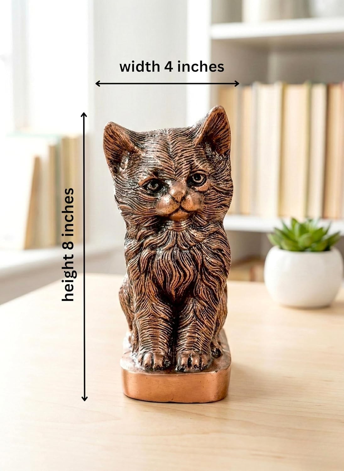 Cat Memorial Urn Cremation Ashes Antique Copper 8″ Tall 42 Cubic Inch Capacity
