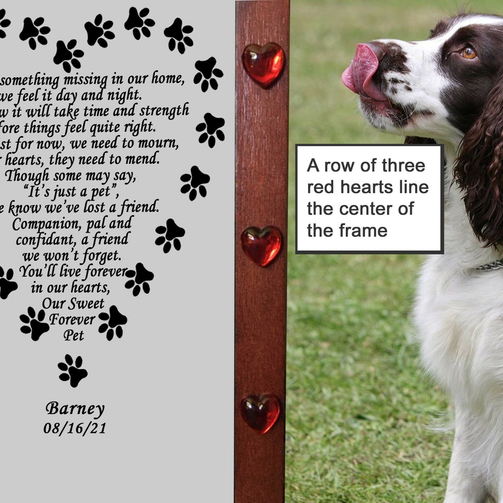 Pet Memorial Personalized Engraved Frame 4×6 Poem Plate Dog Cat Any Pet or Human