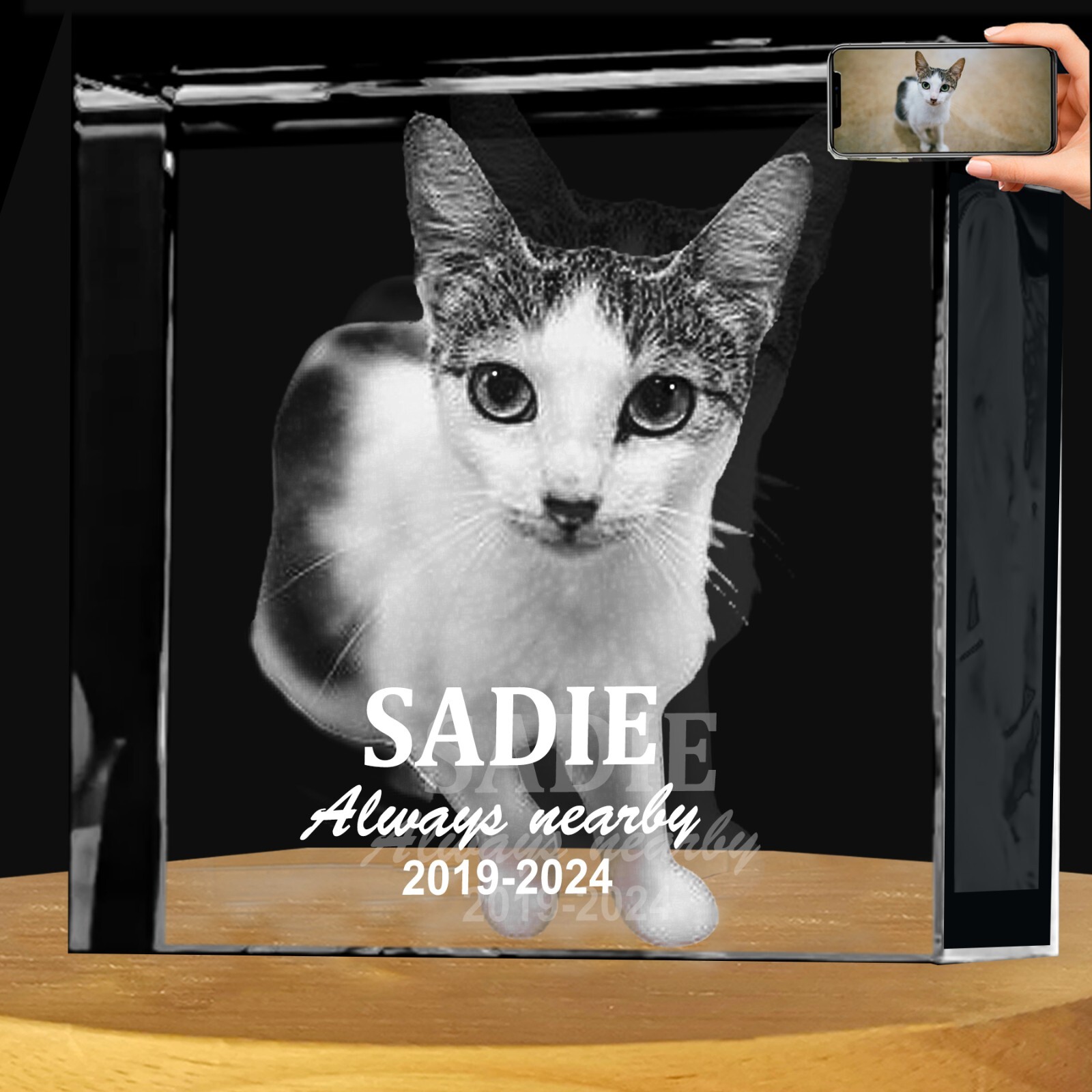 Personalised 3D Photo Crystal Fathers Day Family Memory Gifts for Pet Dog lovers