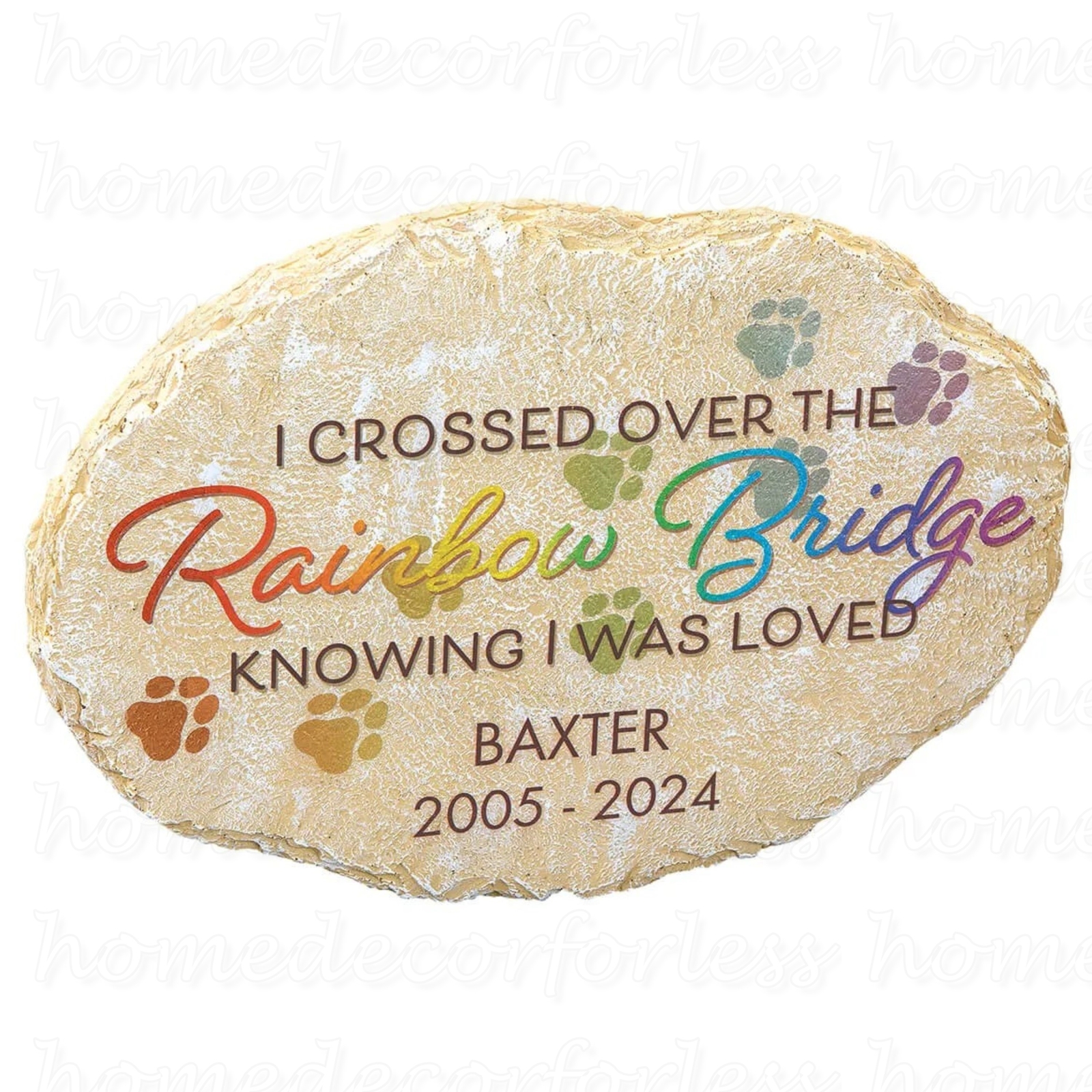 Personalized RAINBOW BRIDGE Pet Memorial Grave Marker Garden Stepping Stone
