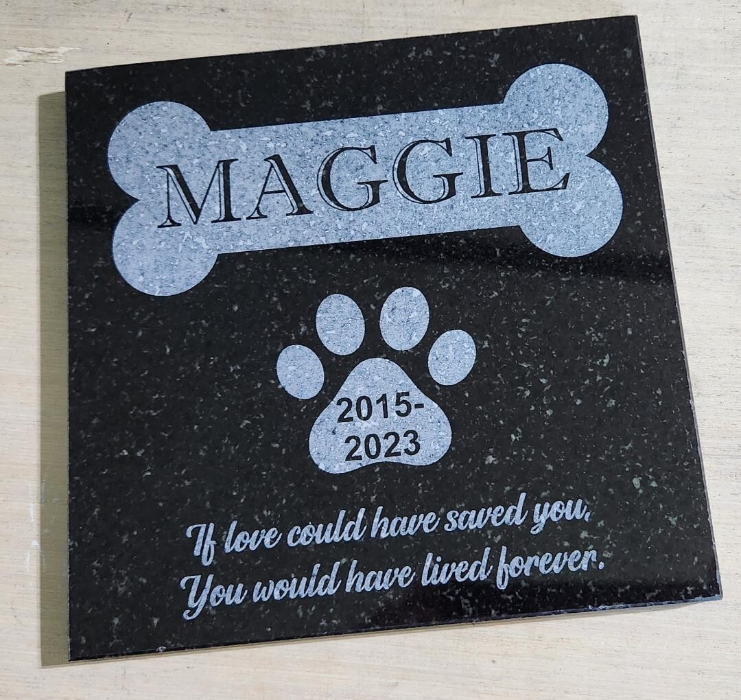 Pet Stone, Memorial, Grave Marker granite Plaque, Headstone Dog cat Memorial 6×6
