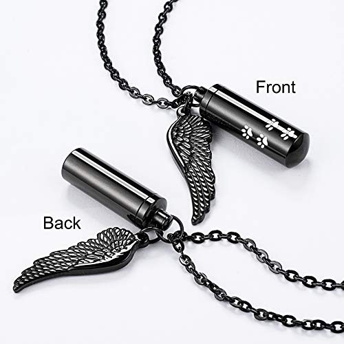 Pet Ashes Cremation Necklace Angel Wing Paw Urn Memorial