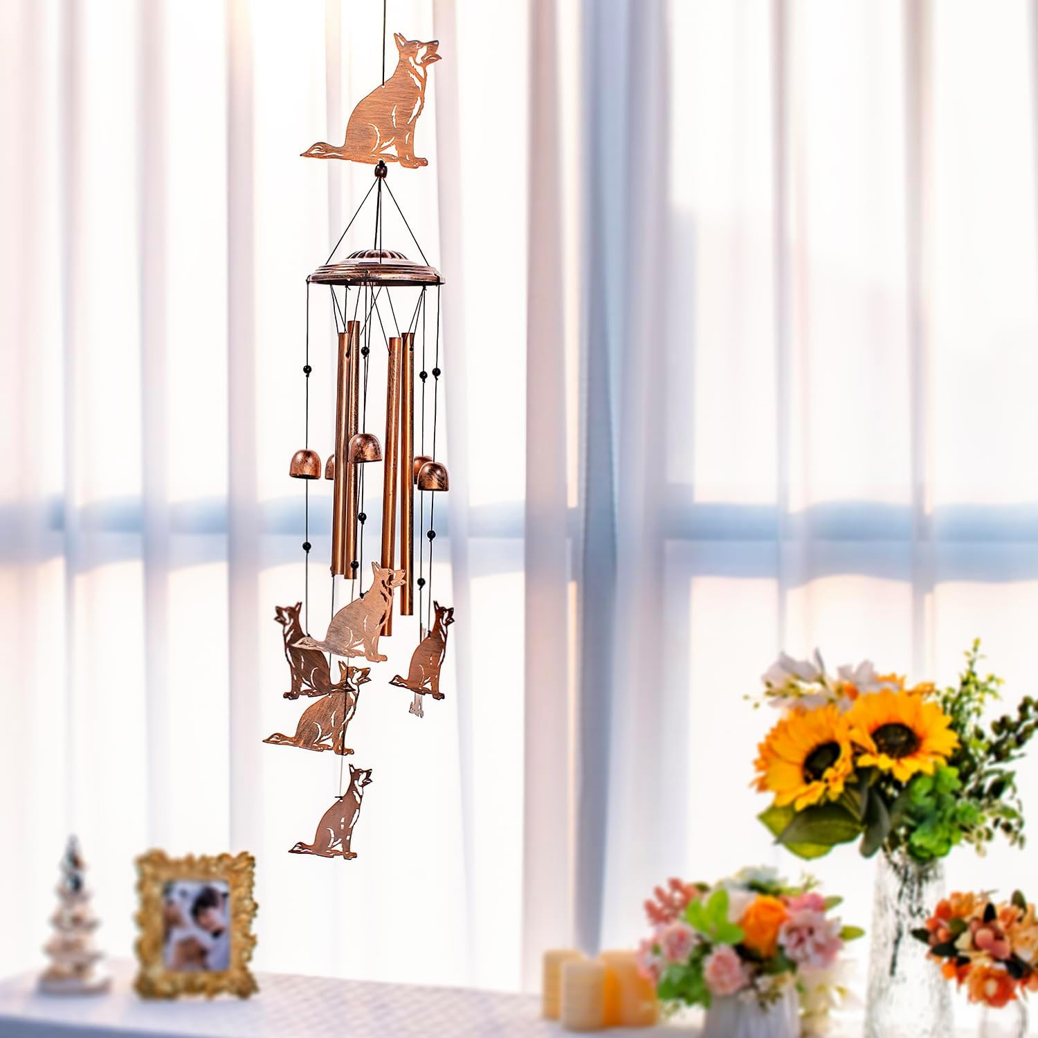 German Shepherd Dog Wind Chimes for Outside,Dog Gifts for Women Men/Memorial/Sym