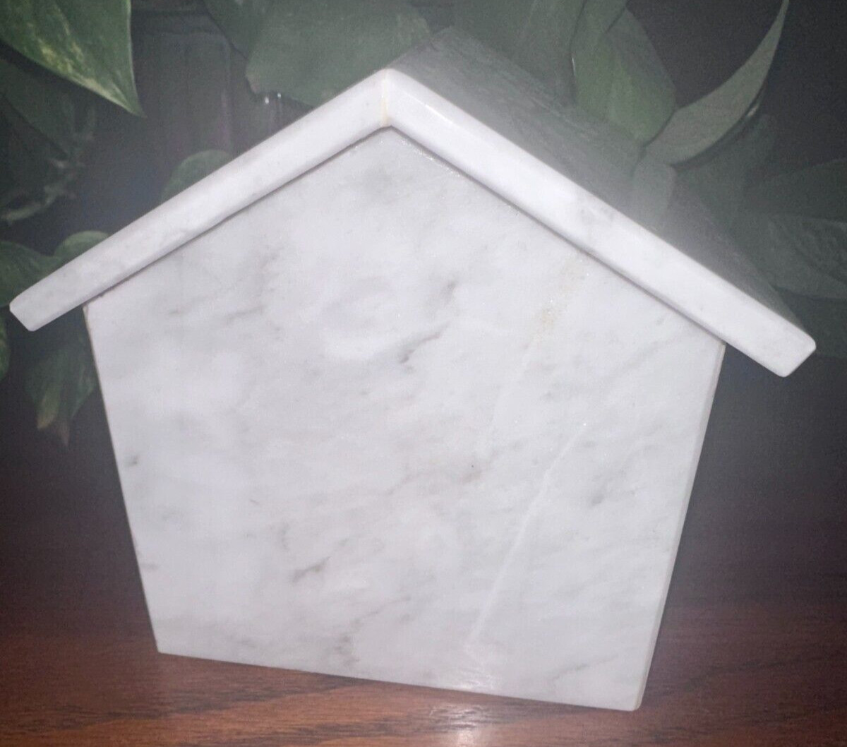 Natural white marble pet urn memorial for dog cat cremains handmade doghouse