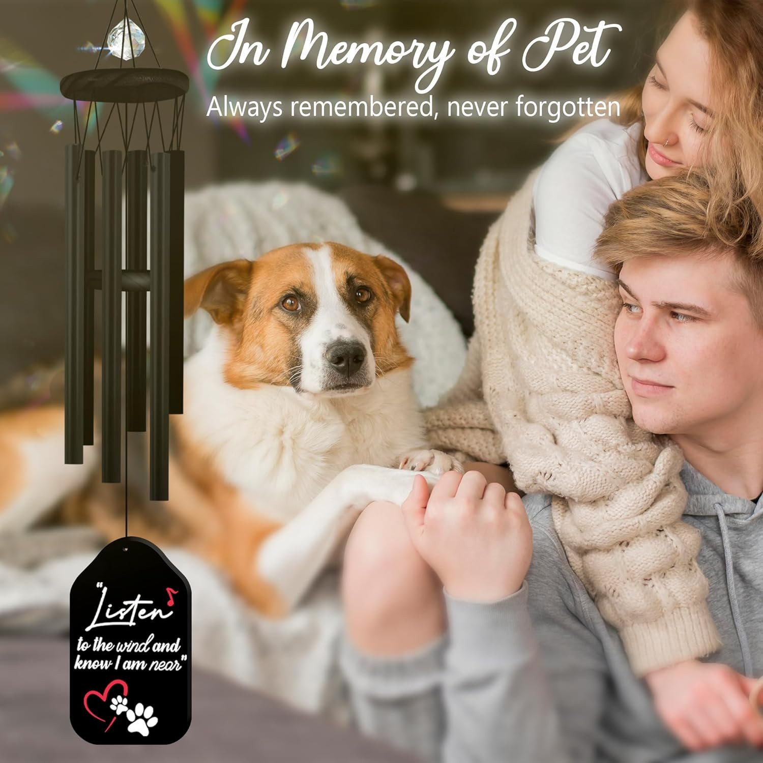 Dog Memorial Gifts for Loss of Dog, Wind Chimes for Outside, Pet Loss Sympathy G