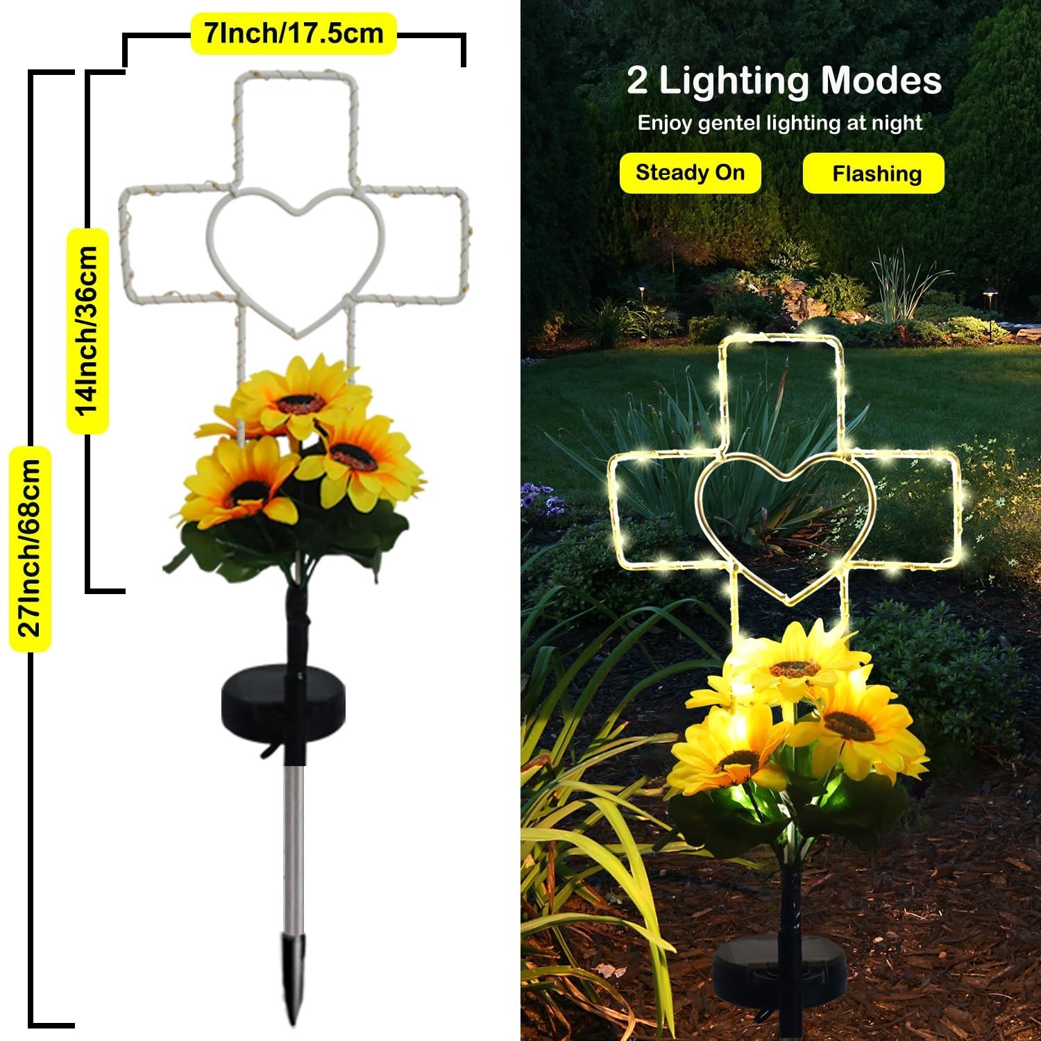 Lmtocs Solar Cross Cemetery Decorations for Grave, Memorial Sympathy Gift for…