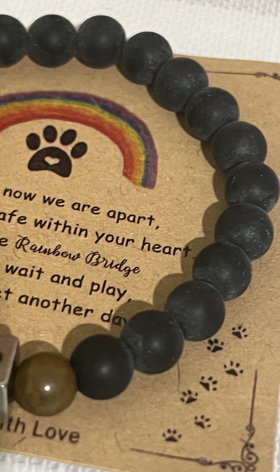 Dog Lover Pet Loss Rainbow Bridge Memorial Bracelet Paw Print Charm Beads 1 Size