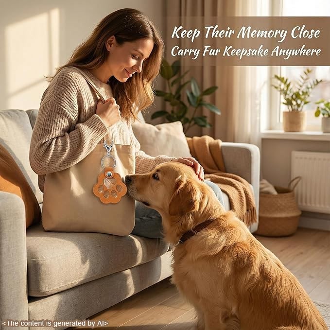 5 Pcs Dog Fur Storage Keychain Pet Paw Keepsake, Pet Memorial Gifts for Bag A