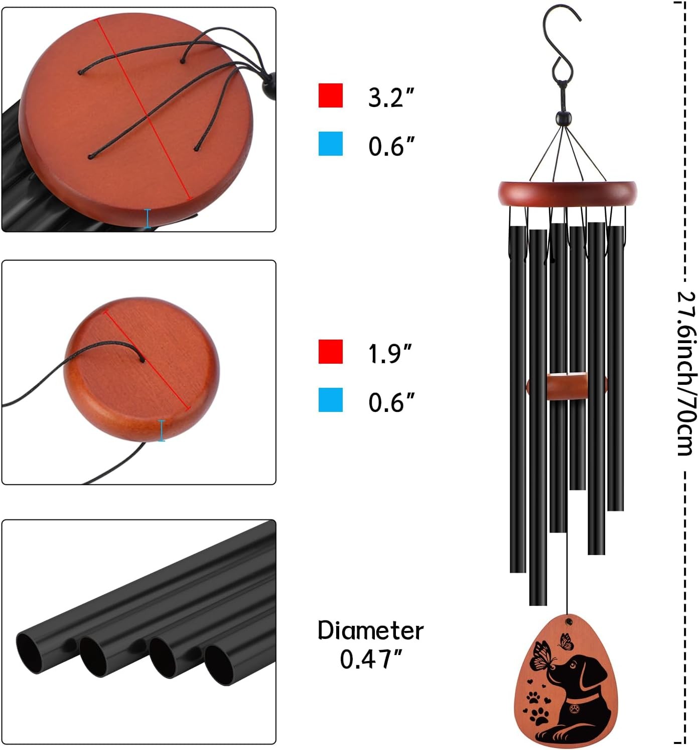 Dog Memorial Gifts Wind Chimes Loss of Dog Sympathy Windchime Puppy Passing Away