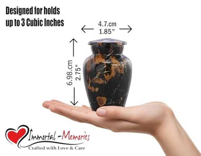 Marble Finish Sharing Urn – Mini Metal Cremation Urn for Keepsake Dynasty Black