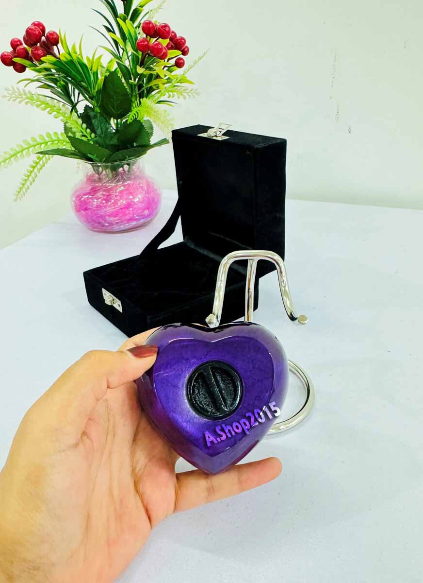 Small Purple Heart Keepsake Urn with Box & Stand Small Handcrafted Mini Memorial