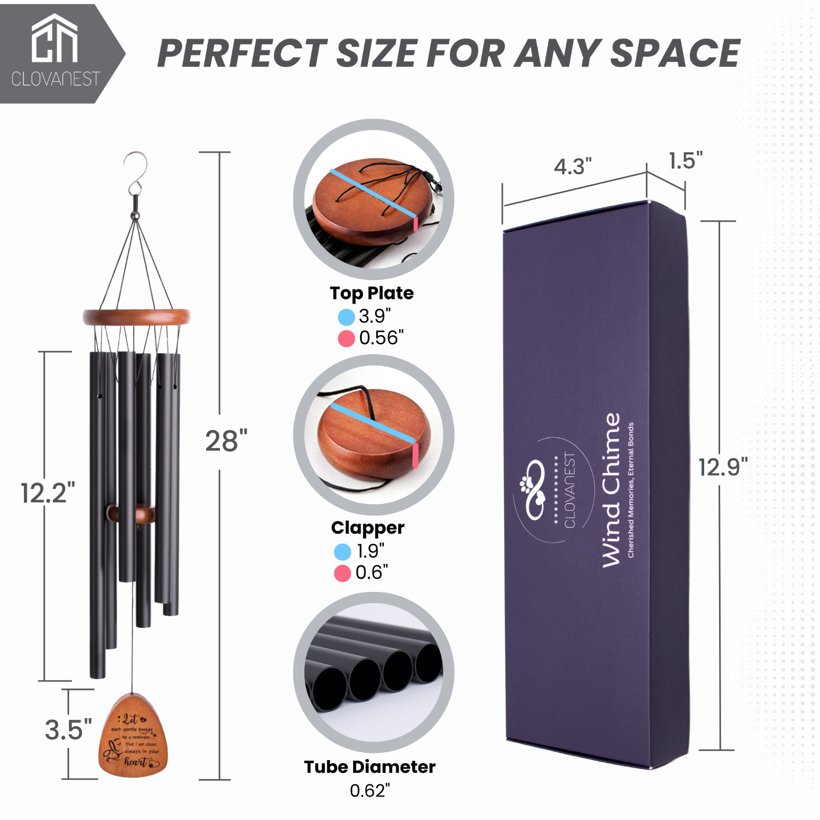 Pet Memorial Gifts – 28 In Memorial Wind Chime for Loss of Dog/Cat Perfect Gift