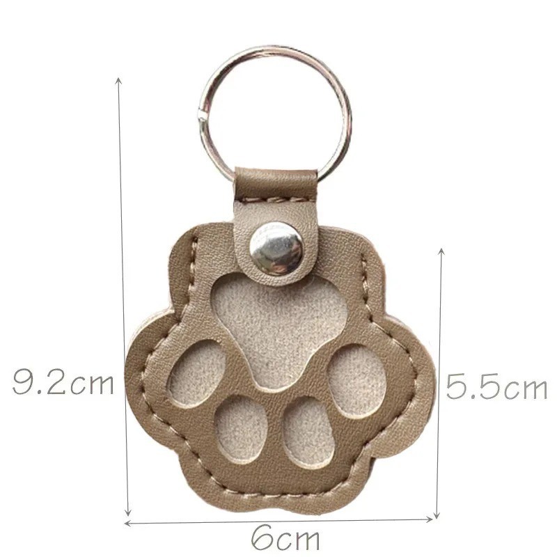 Pets Hair Memorial Keepsake Keychain PU Leather Dog Cat Storage Pouch Bag Charm
