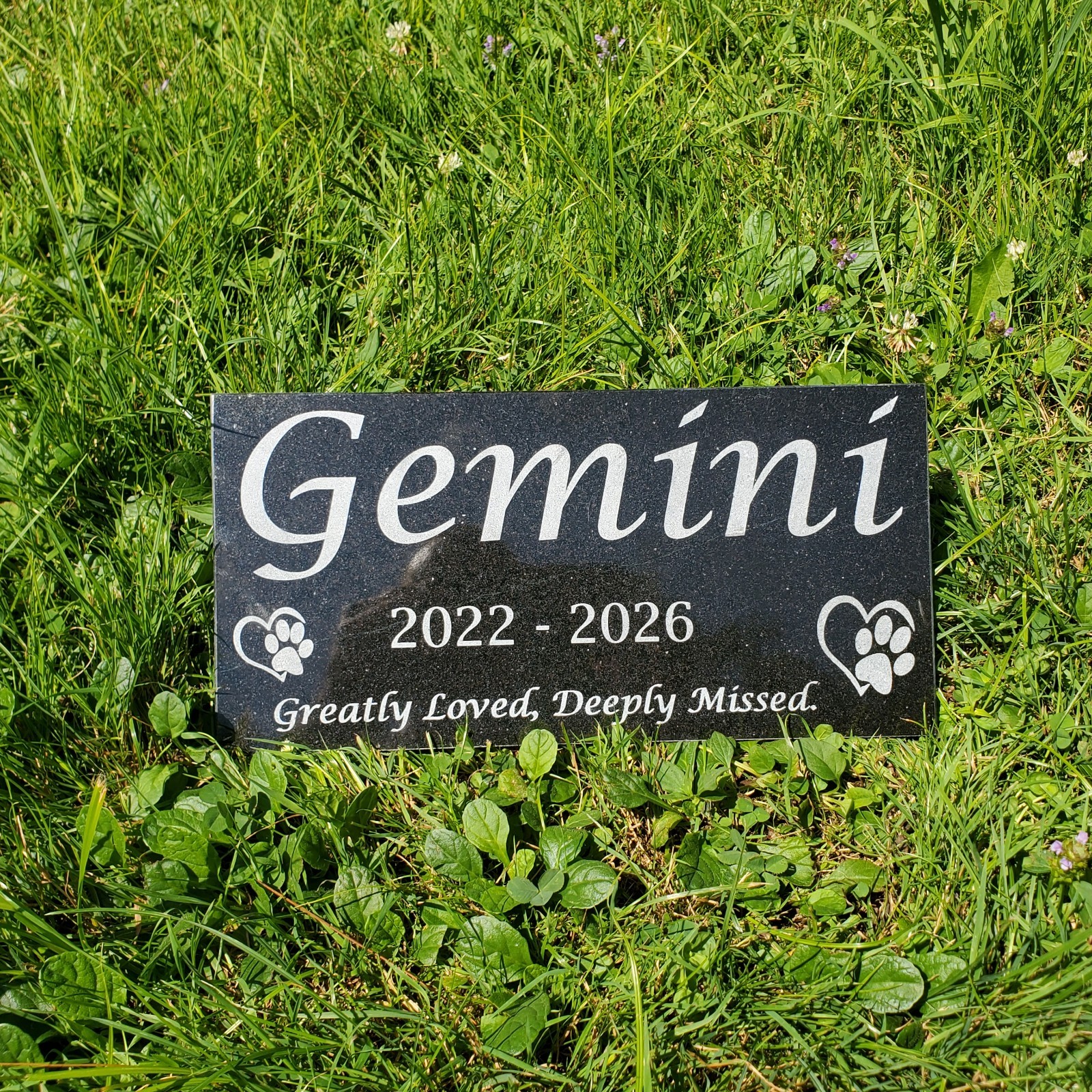 Grave Marker Headstone Garden Pet Loss Memorial Burial Stone Granite Plaque t26