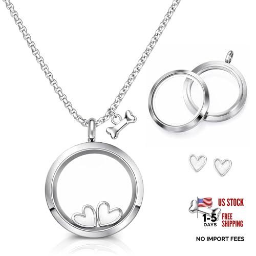 Transparent Glass Pet Fur Keepsake Necklace – Stainless Steel Urn Necklace