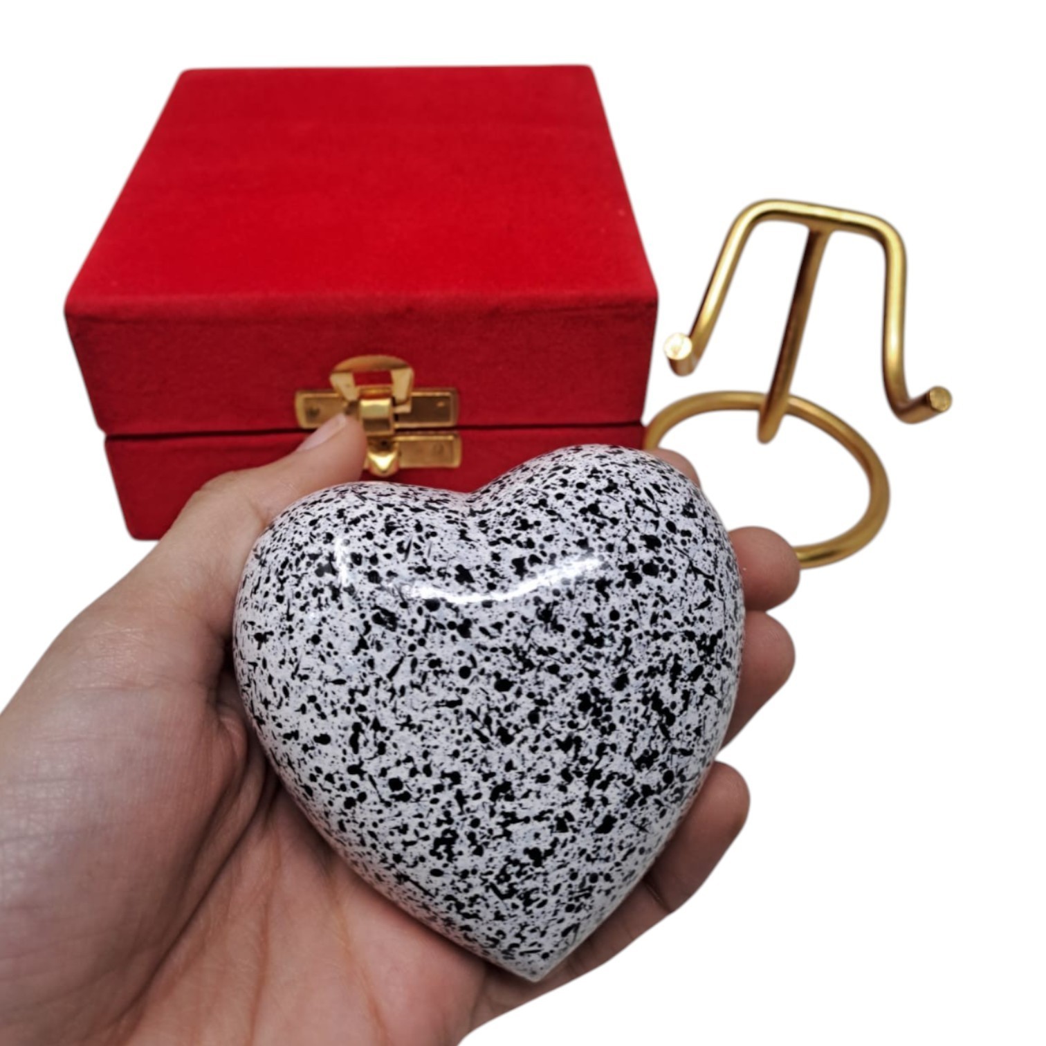 Mini Memorial Heart for Ashes Keepsake Cremation Urn Human Pet with Stand &Box