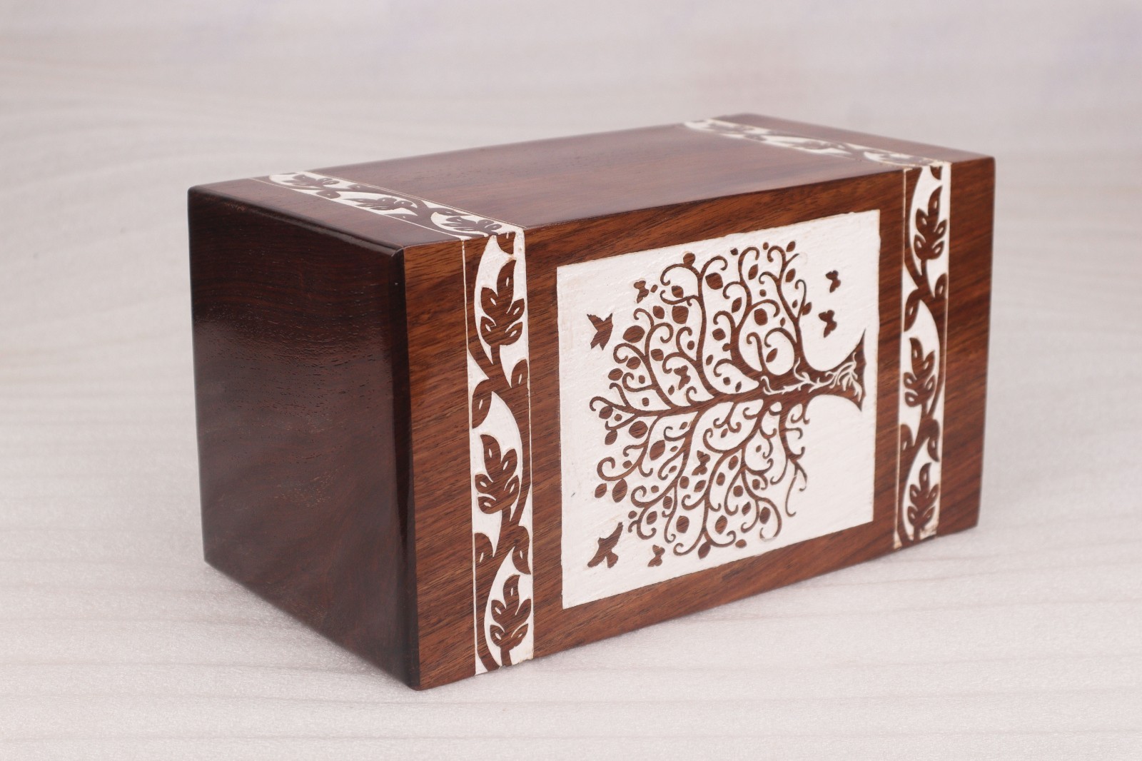 Handcrafted Large Wooden Cremation Urn for Adult Human Ashes – Tree of Life