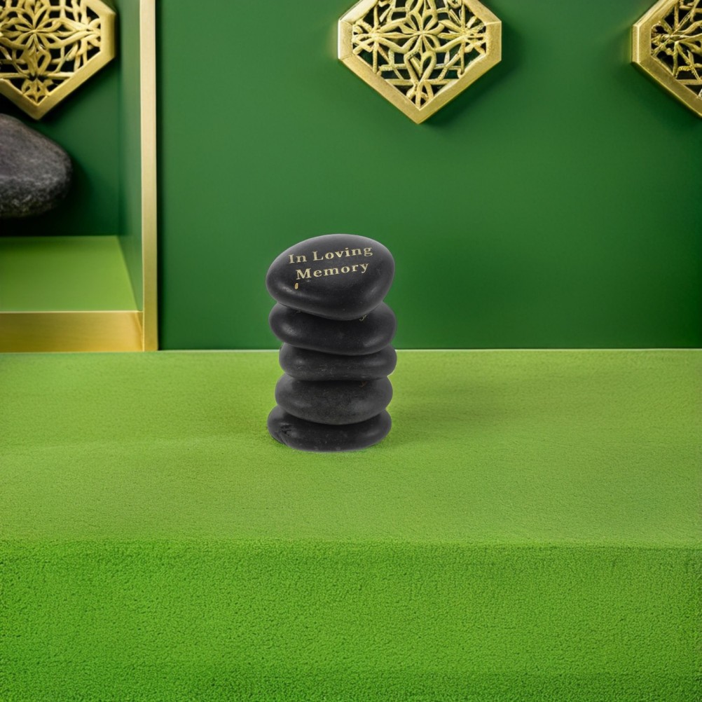 5Pcs Black Memorial Stones for Grave Handcrafted Engraved Cemetery Decor