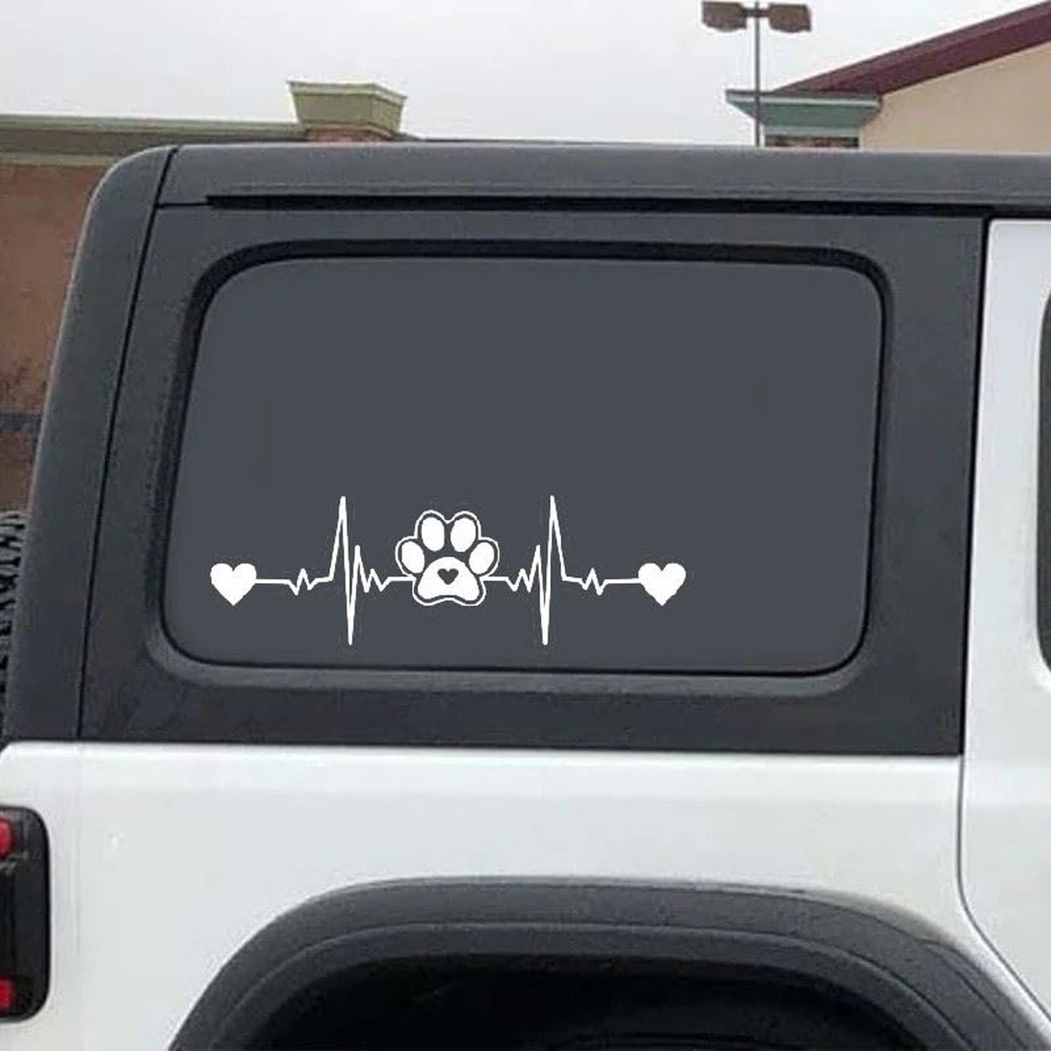 MAKTEM Paw Print Heartbeat Vinyl Car Decal, Heartbeat Pulse Sticker for Pet L…