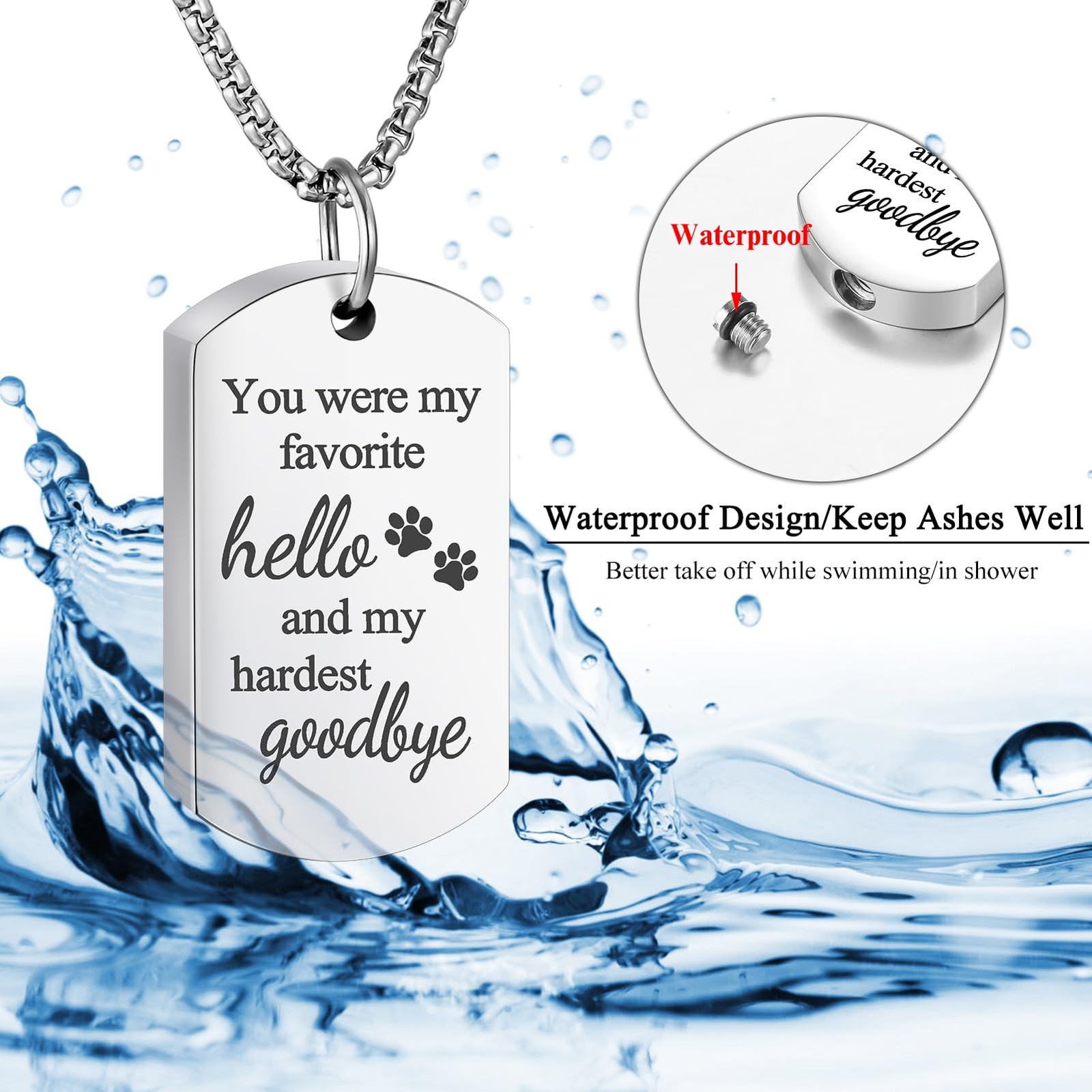 Pet Tag Urn Necklace for Ashes Dog Urn for Ash Cremation Jewelry for Ashes Pe…