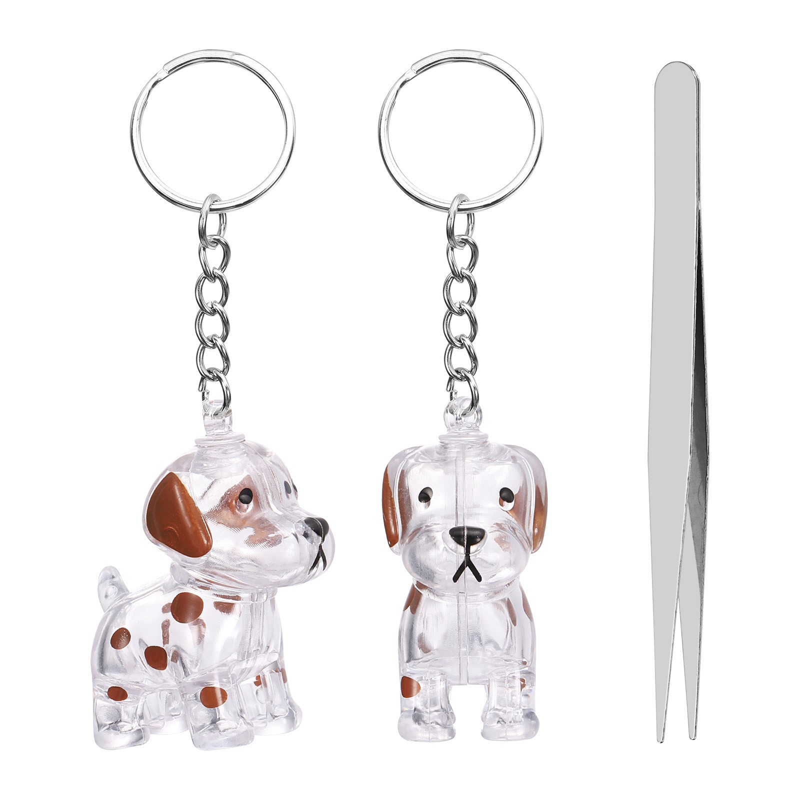 2Pcs Dog Hair Collector Keychain with Tweezers Style 1