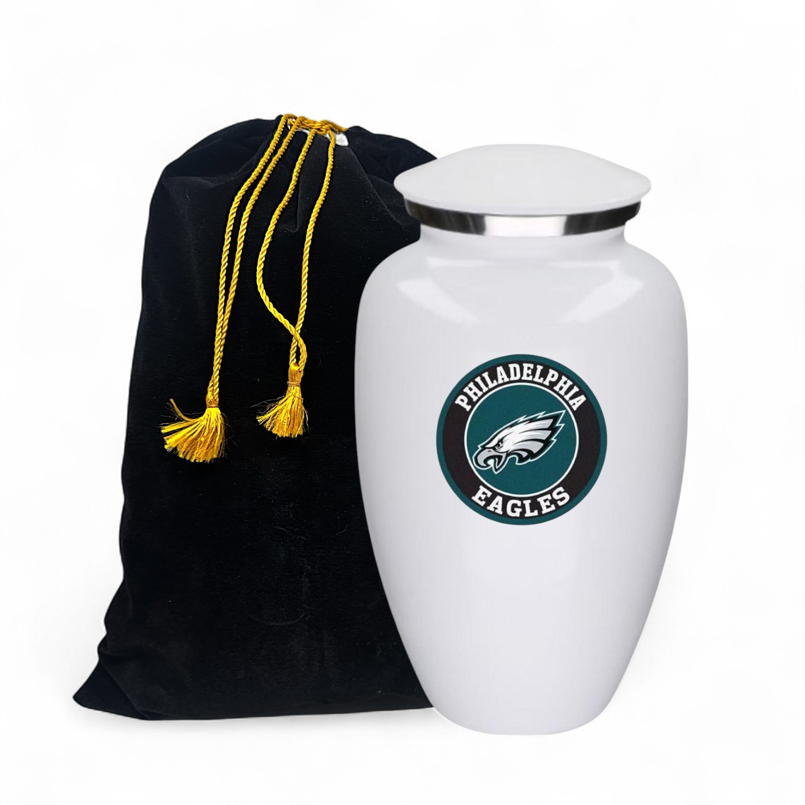 Philadelphia Football Theme Large Aluminum Cremation Urn Adult Human Ashes w/Bag