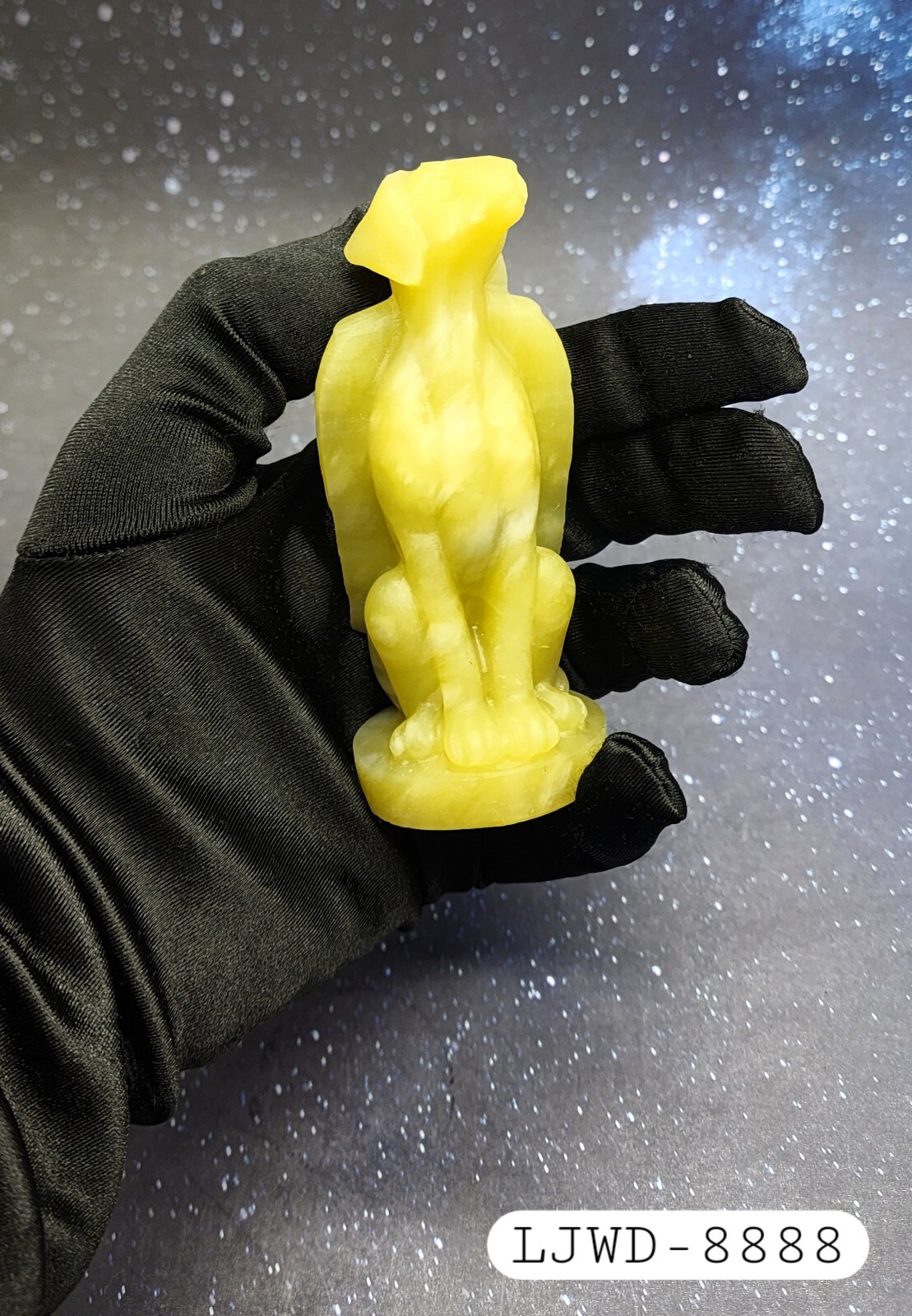 Lemon Jade Winged Angel Dog Pet Memorial, Pet Loss Gift, Gemstone Carving