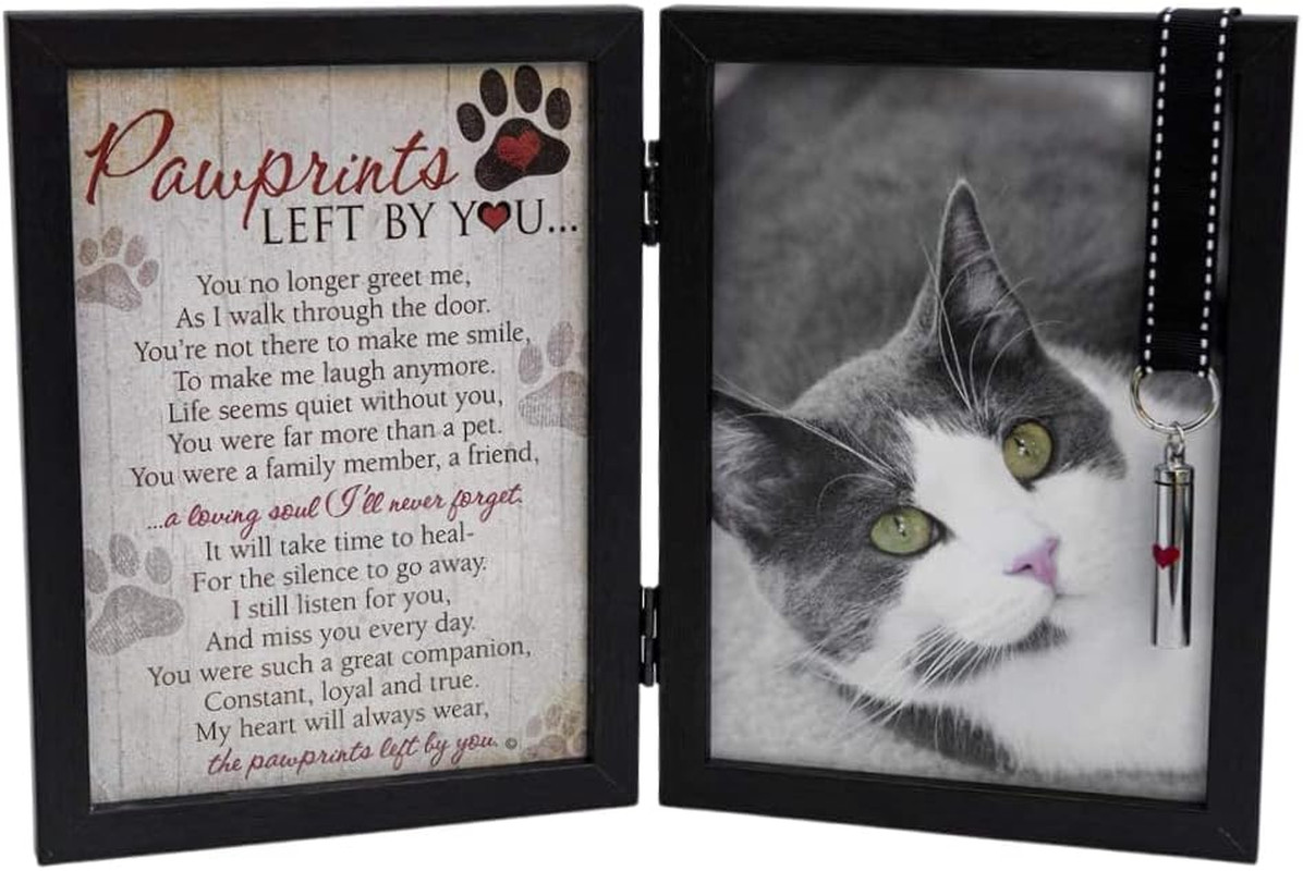 Pawprints Pet Memorial 5″ X 7″ Frame for Cats with Pawprints Left by You Poem (F