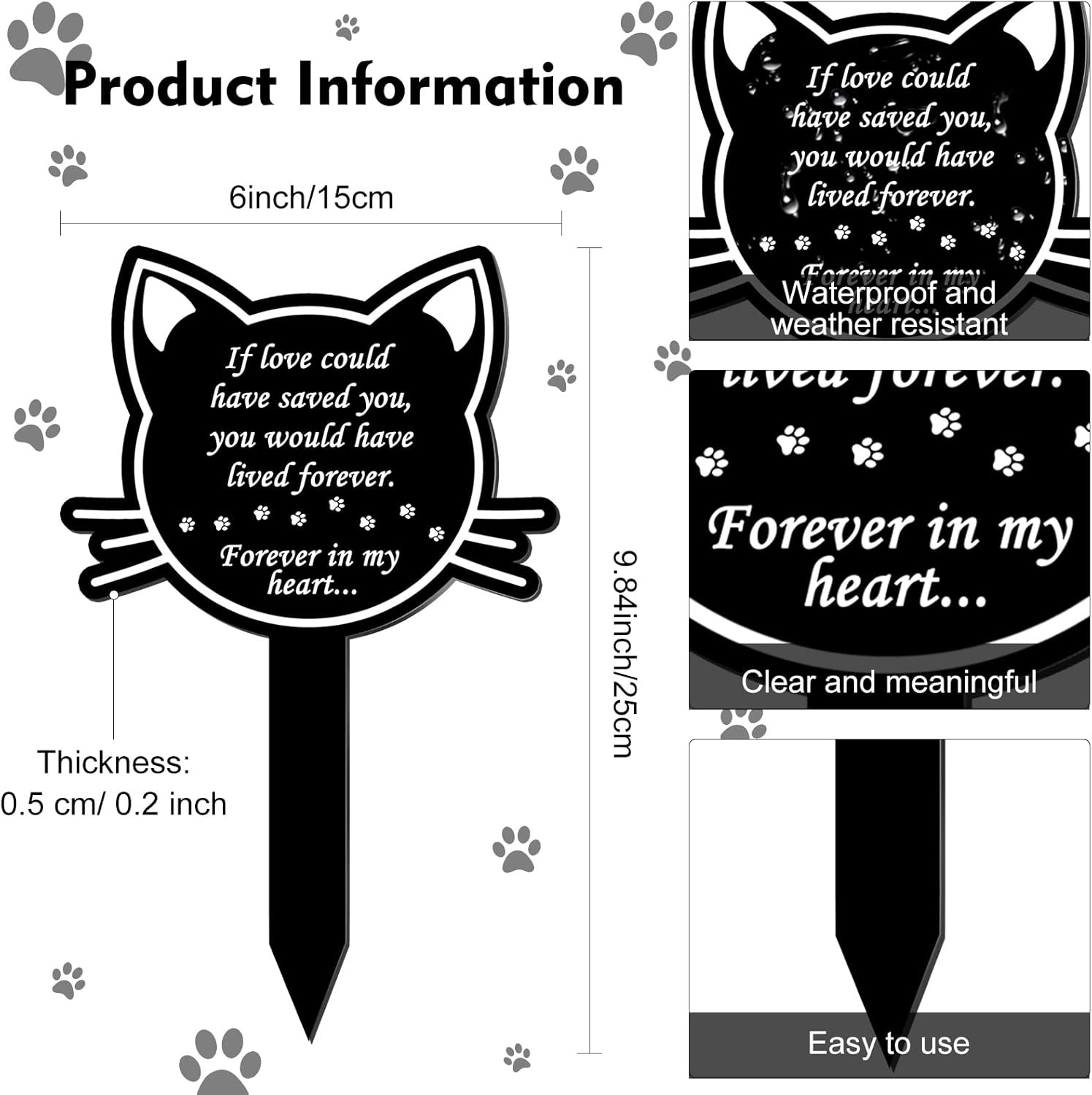 Pet Grave Marker Memorial Gifts Pet Loss Stake Memorial Plaques for Outdoors Gar