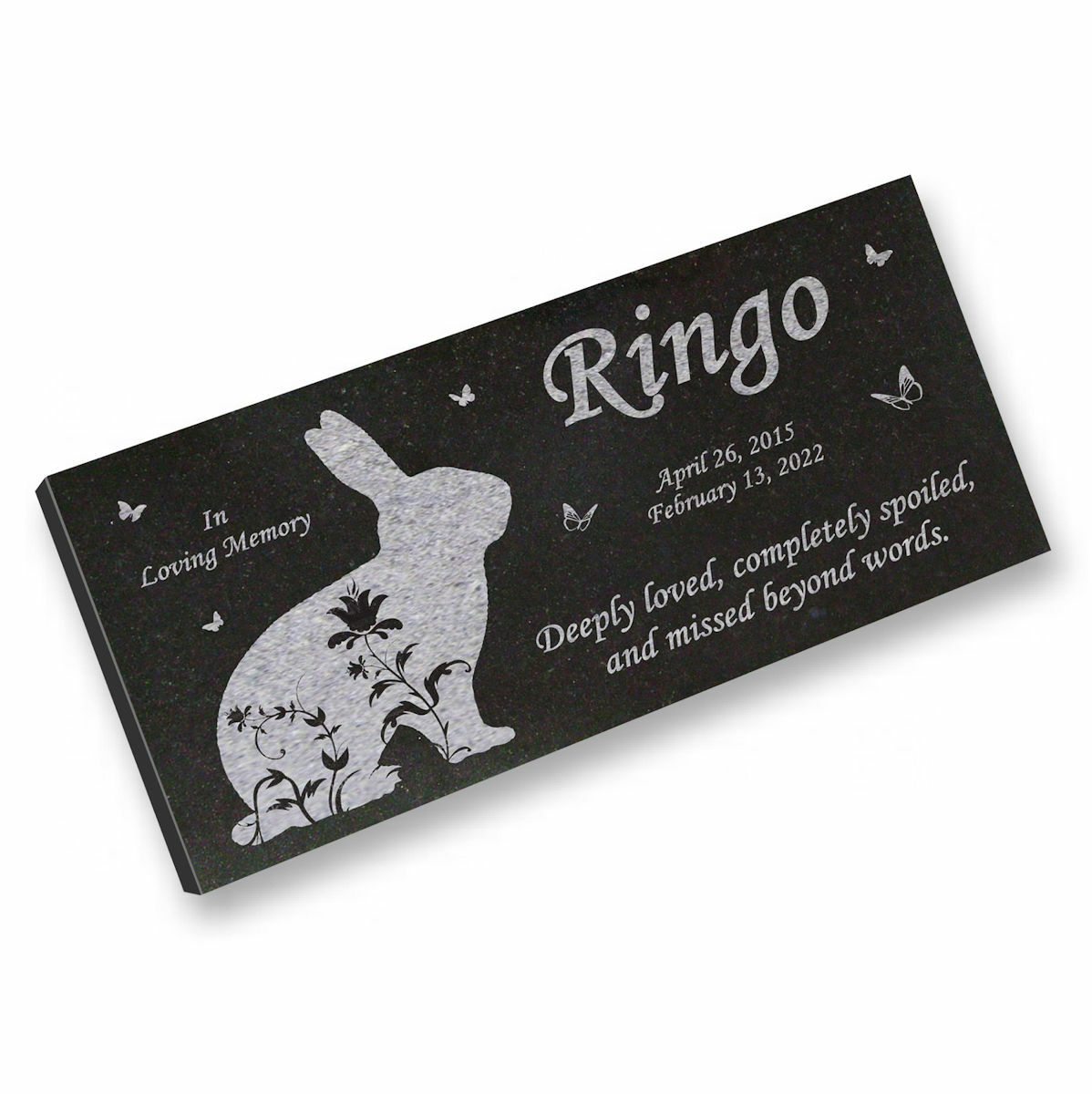 Personalized Pet Rabbit Memorial – Granite Pet Memorial – 6×12 – Ringo
