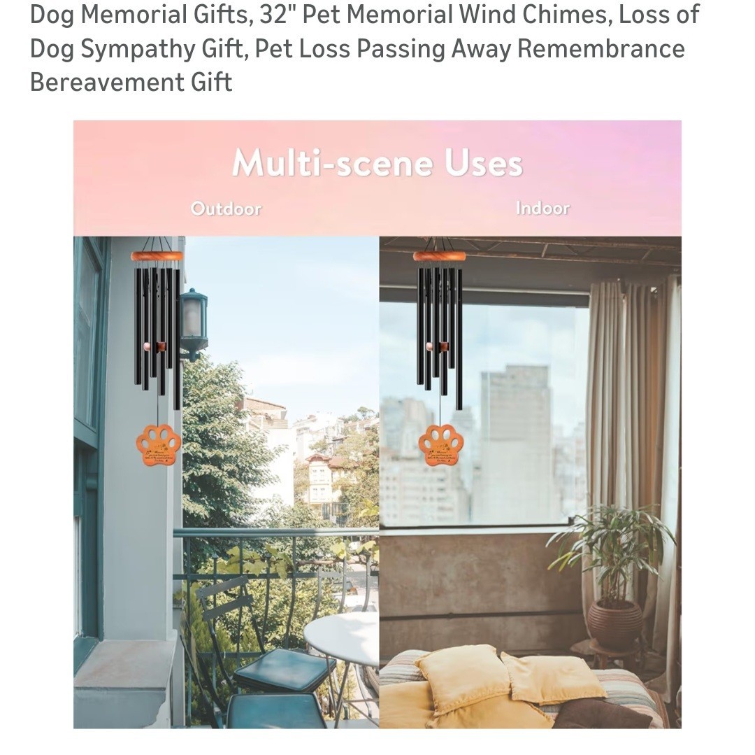 Dog Memorial Gifts, 32″ Pet Memorial Wind Chimes, Loss of Dog Sympathy Gift, …