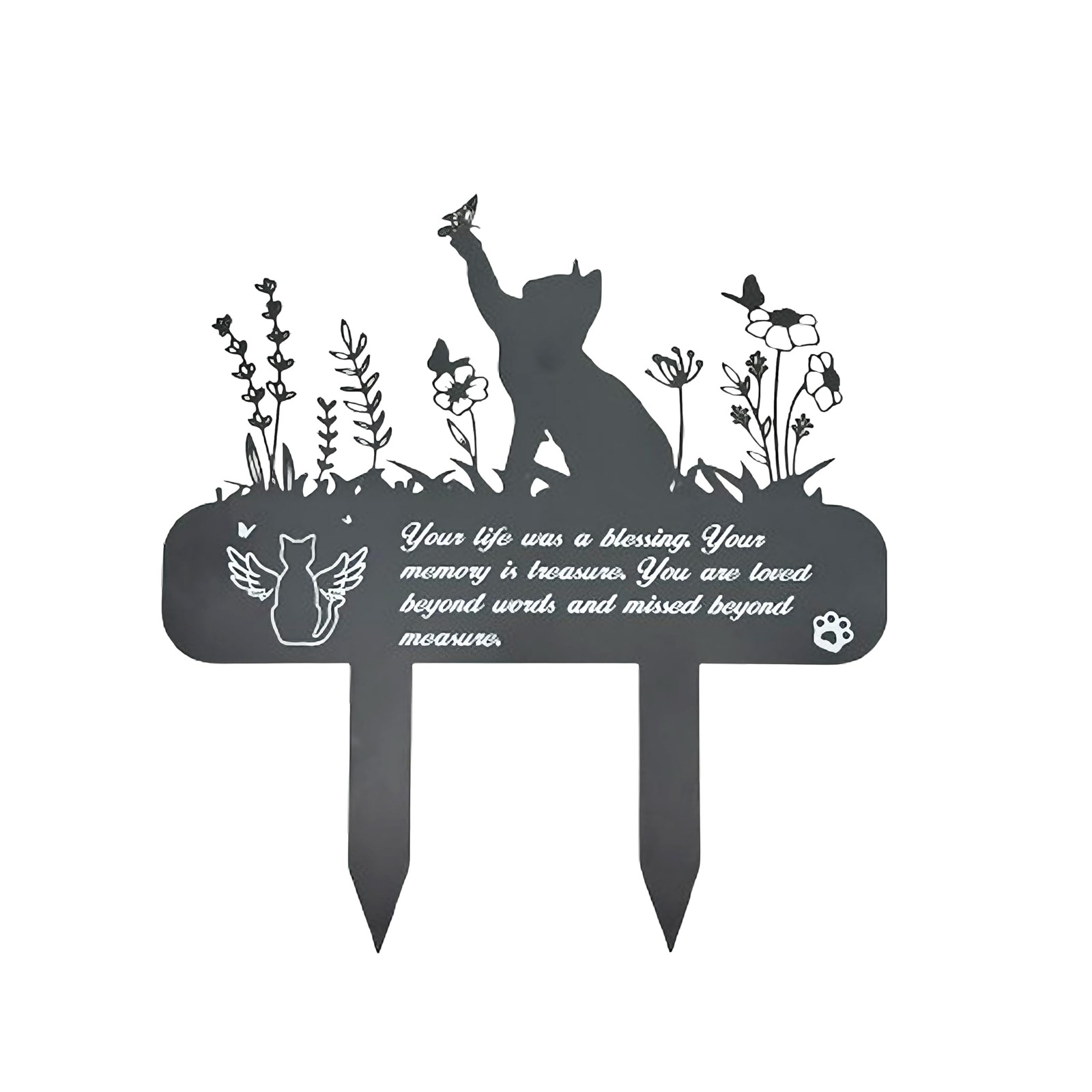 Pet Grave Markers Metal Cat Memorial Plaque，Pets Waterproof Grave Stakes Plaq…