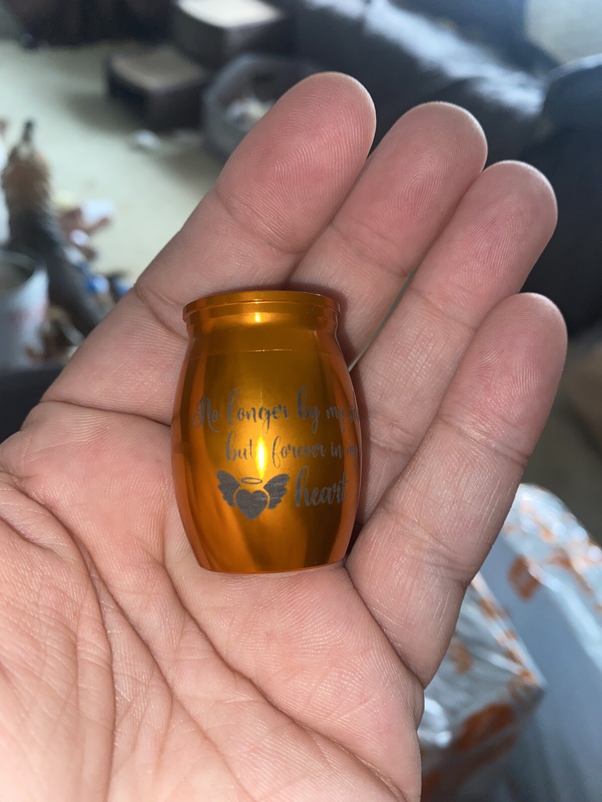 GOLD Steel Mini Memorial Cremation Keepsake Urns For Pet Dogs Cats Ashes Small