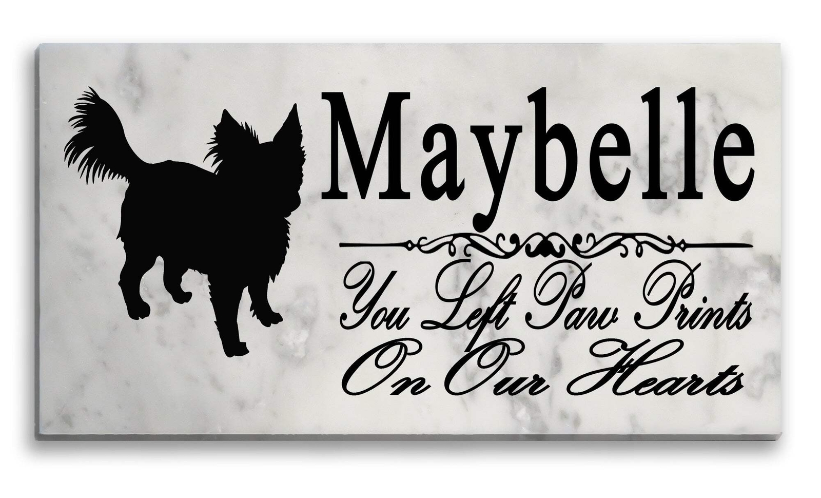 Long Haired Chihuahua Memorial Stone Personalized Dog Garden Rock Grave Marker O