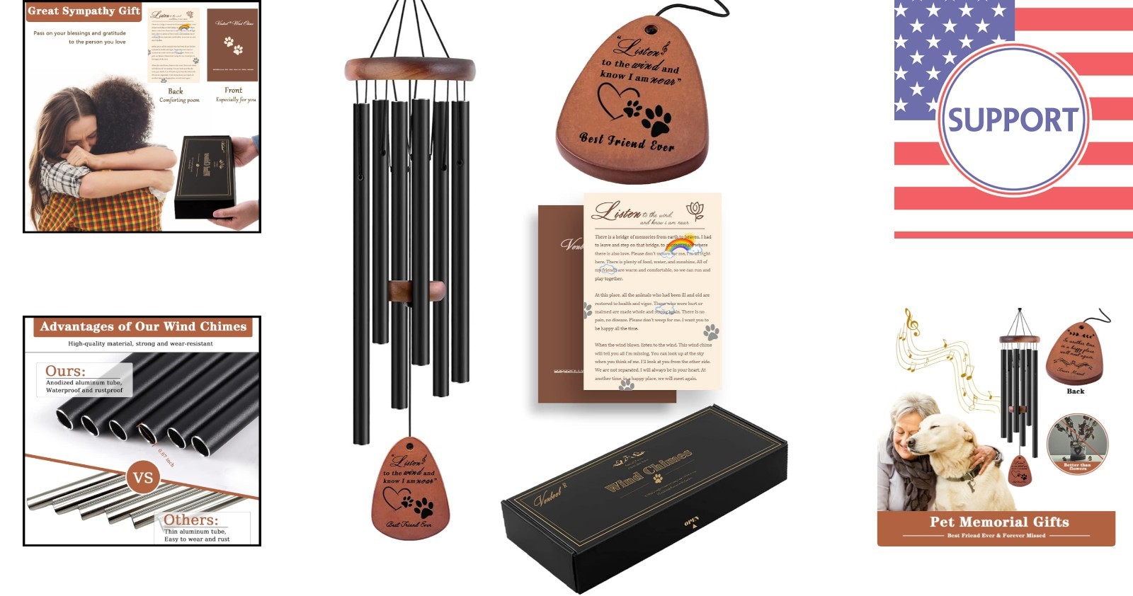 Hand-Tuned 28″ Dog Memorial Wind Chimes – Heartwarming Bereavement Gift