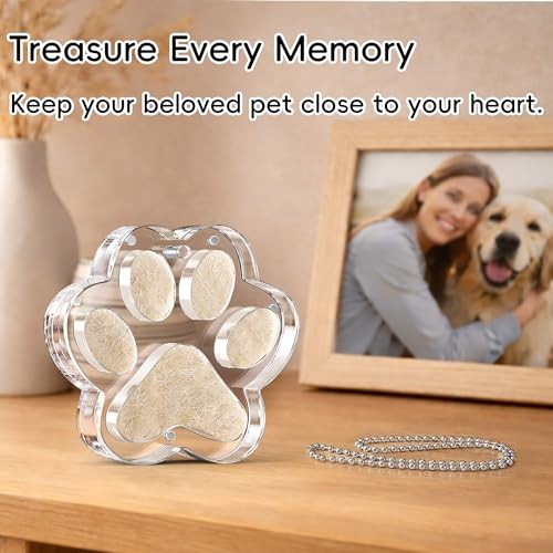 Pet Fur Keepsake Paw – Clear Acrylic Pet Memorial Ornament with Magnetic