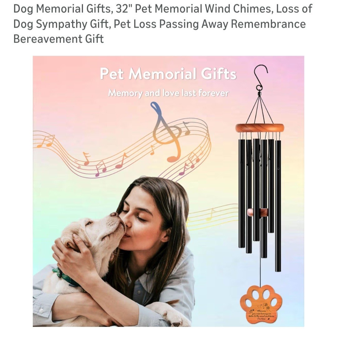 Dog Memorial Gifts, 32″ Pet Memorial Wind Chimes, Loss of Dog Sympathy Gift, …