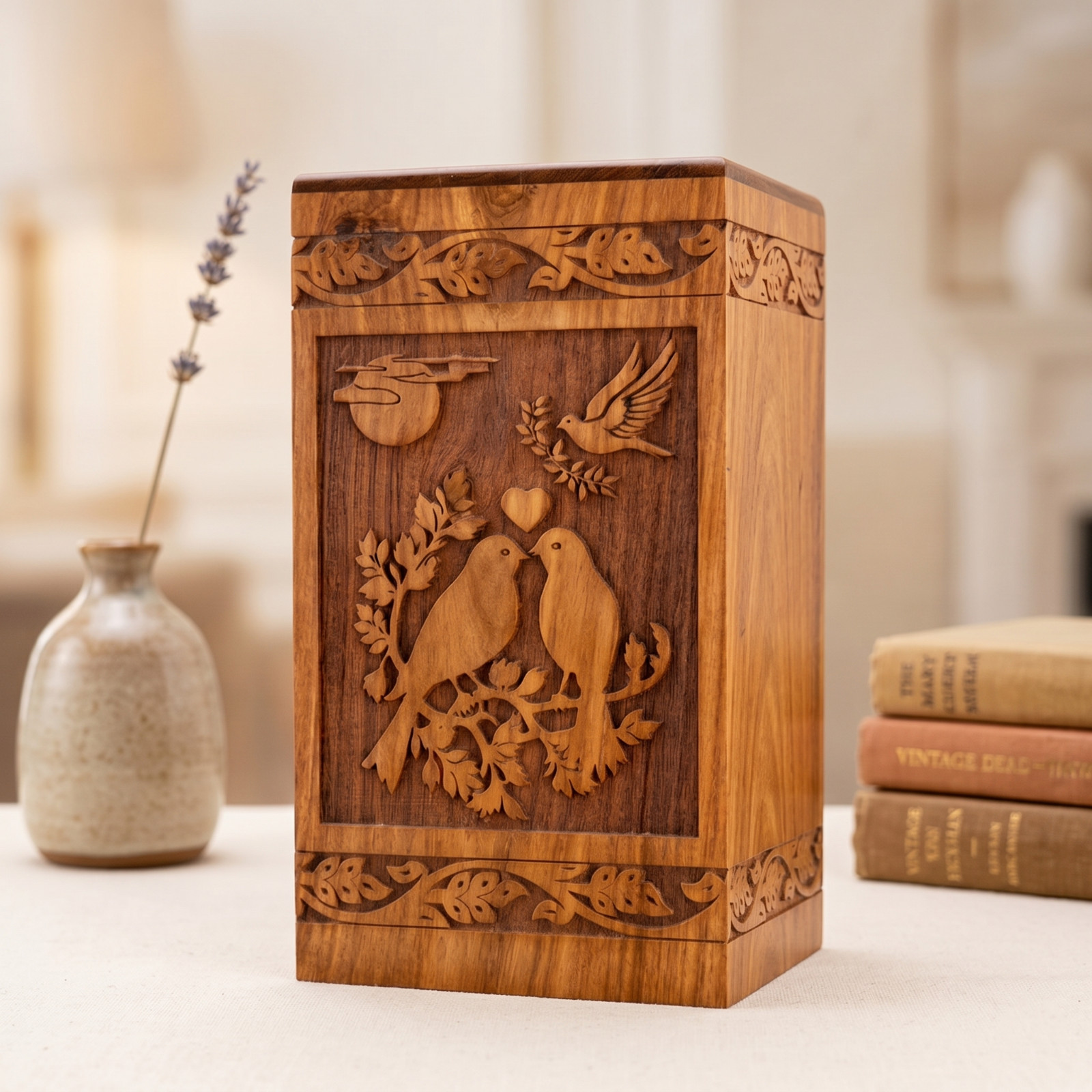 Tree of Life Wooden Urn Rosewood Handmade Cremation Ashes Human Pet